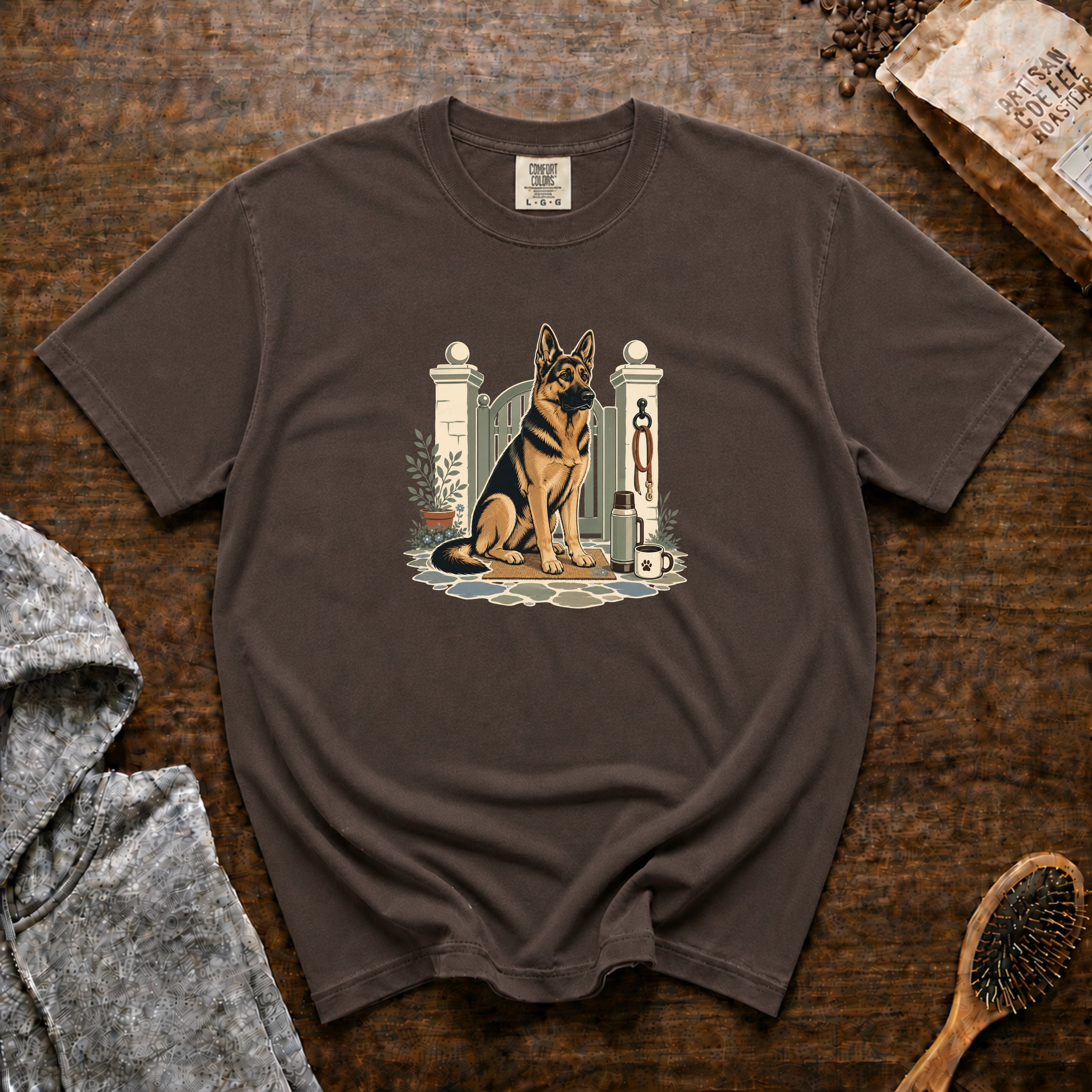 German Shepherd Dog Watch Post 1 T-Shirt — Espresso