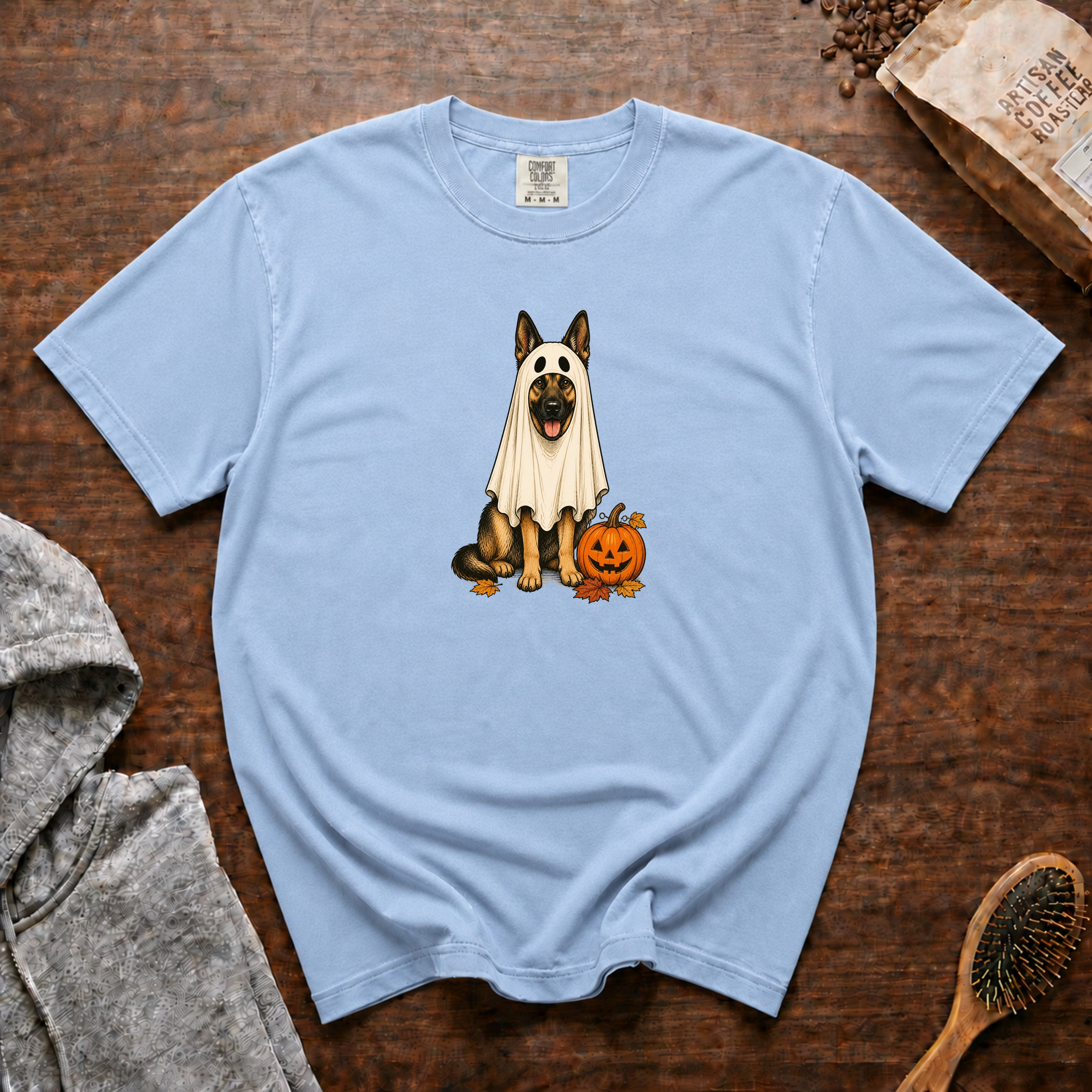 German Shepherd Halloween T-Shirt — Chambray