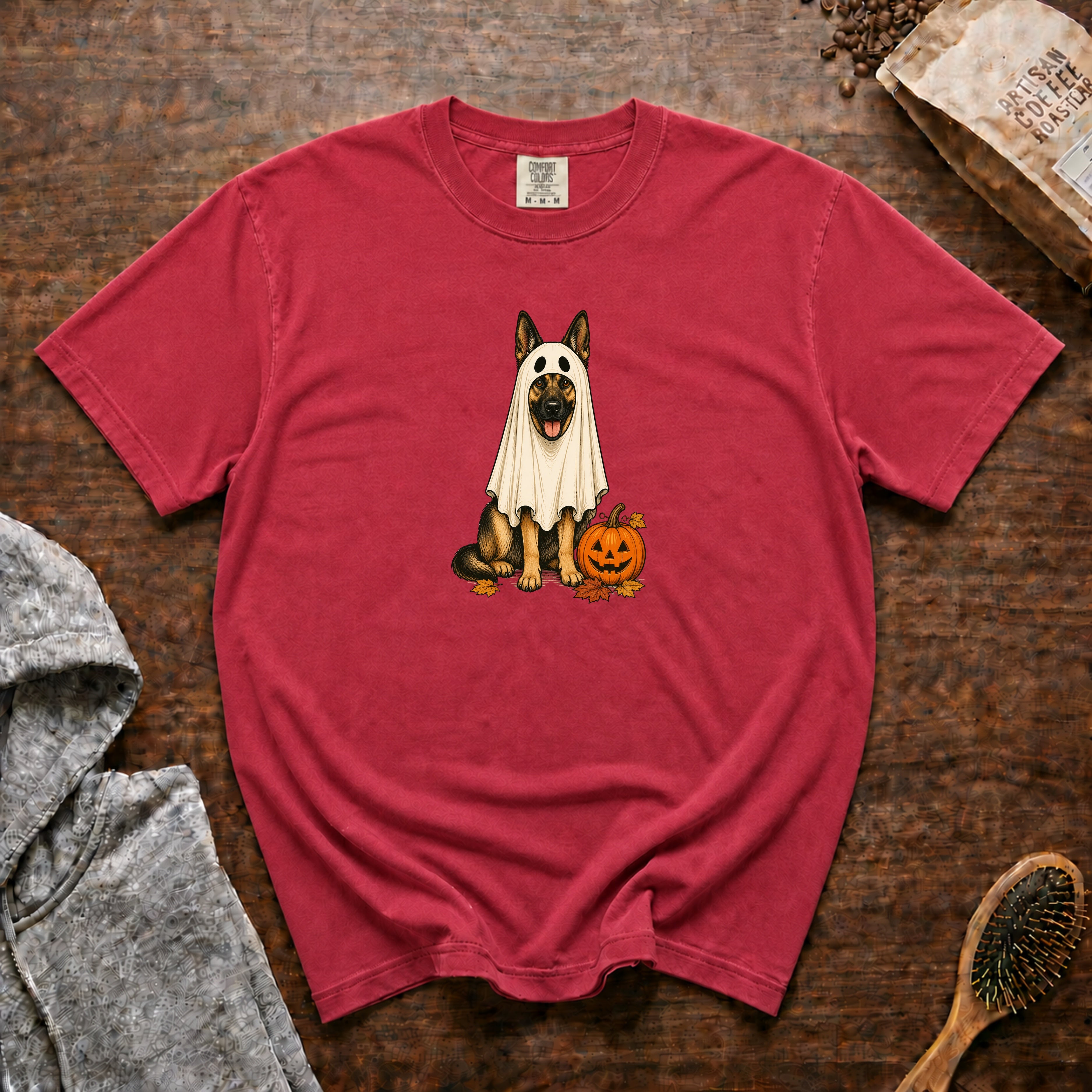 German Shepherd Halloween T-Shirt — Crimson