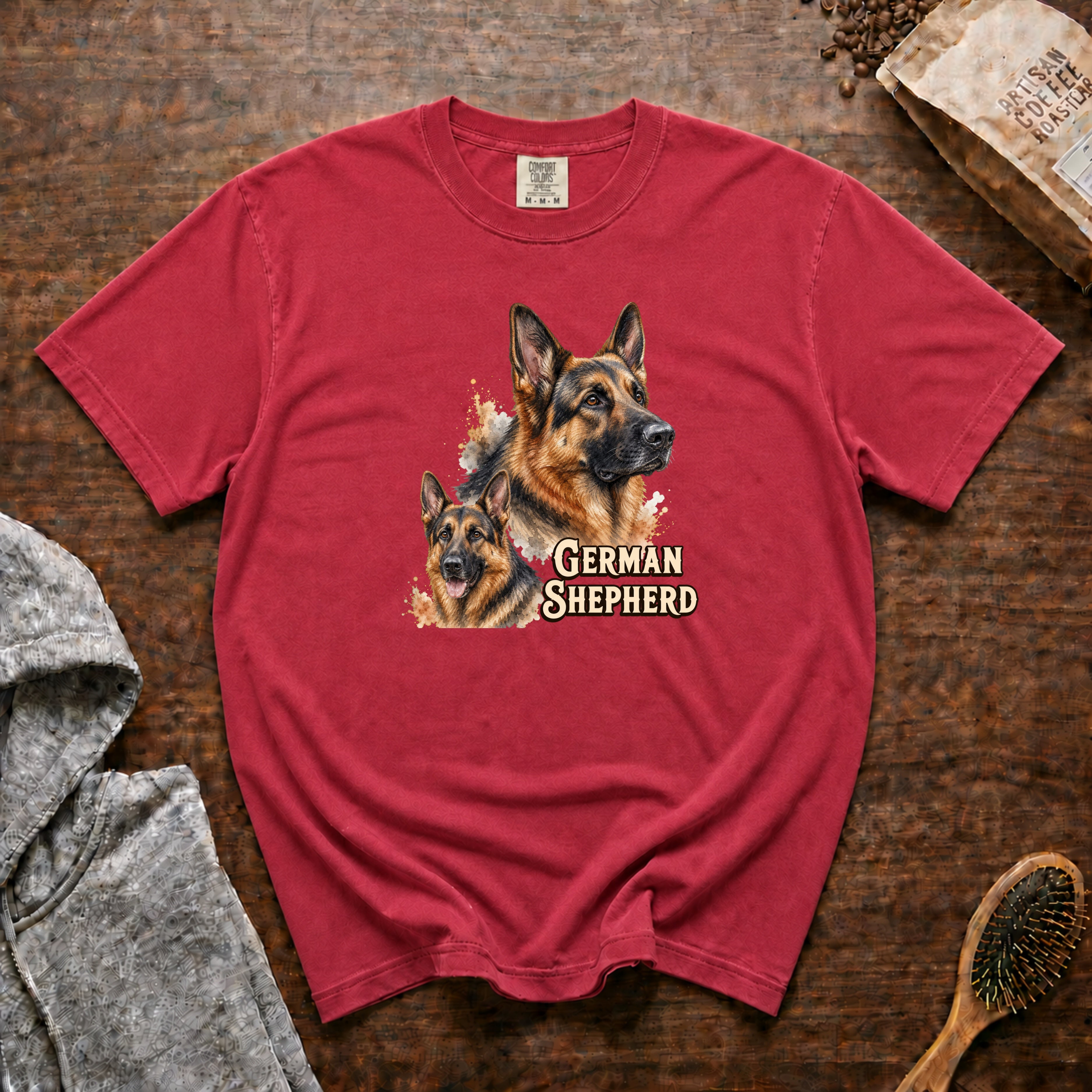 German Shepherd T-Shirt — Crimson