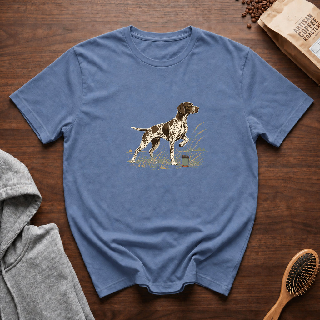 German Shorthaired Pointer Field Point Pour Over T-Shirt — Blue Jean
