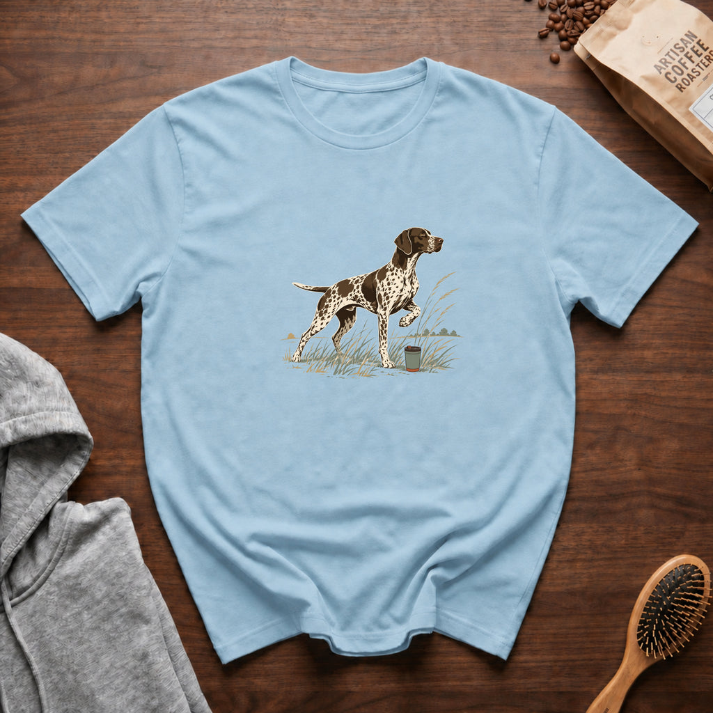 German Shorthaired Pointer Field Point Pour Over T-Shirt — Chambray
