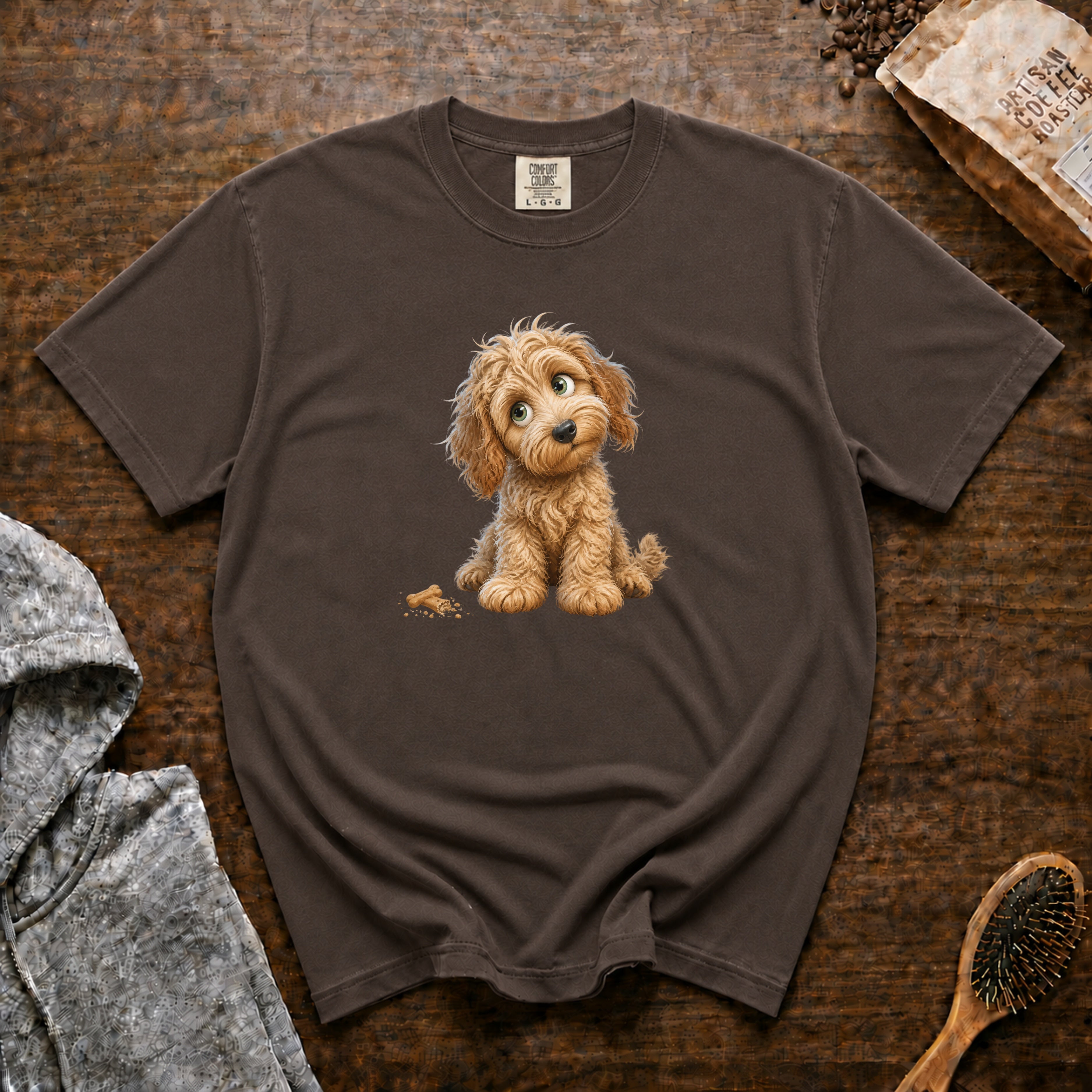 Golden Doodle Charm T-Shirt — Espresso