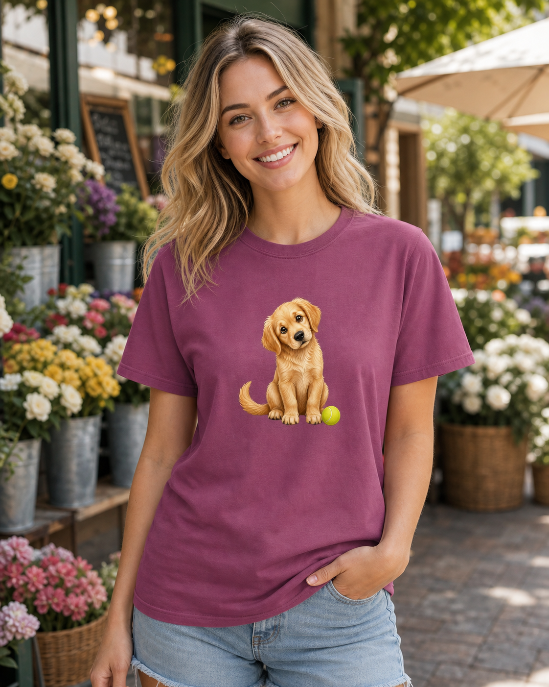Golden Head Tilt T-Shirt | Golden Retriever Dog Lover Tee