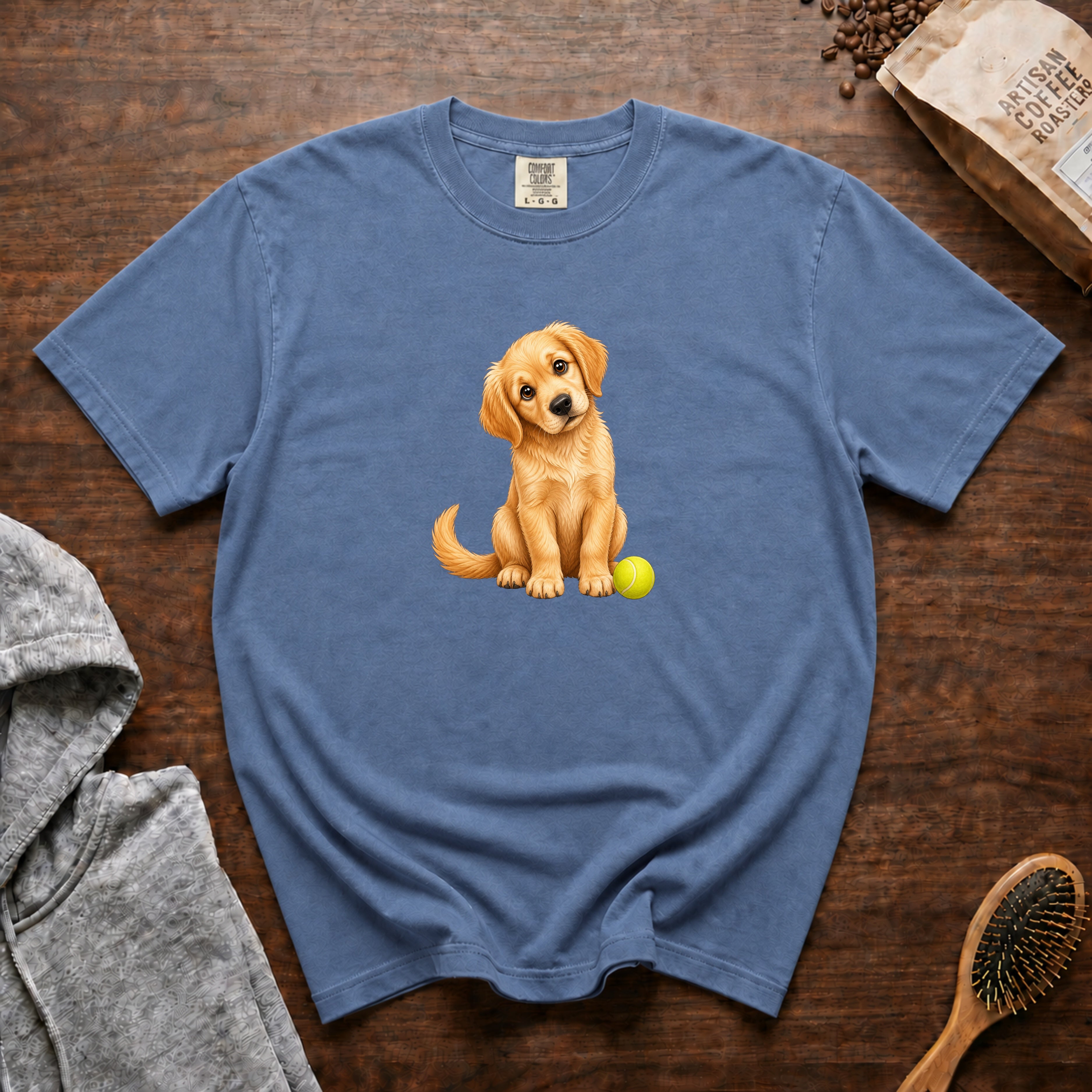 Golden Head Tilt T-Shirt — Blue Jean