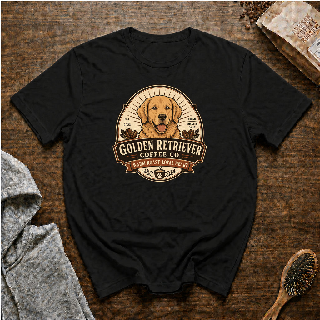 Golden Retriever Coffee Co T-Shirt — Black