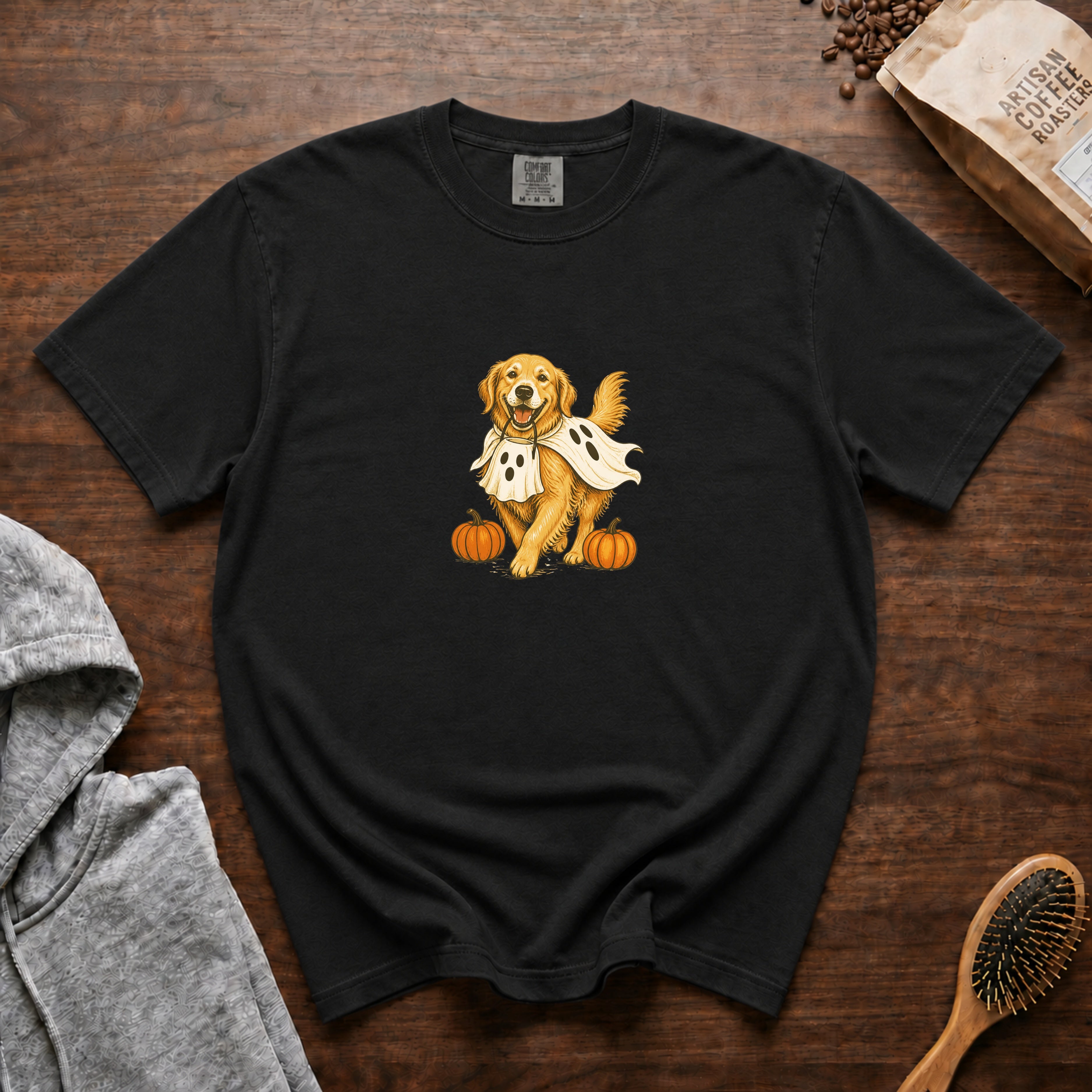 Golden Retriever Halloween T-Shirt — Black