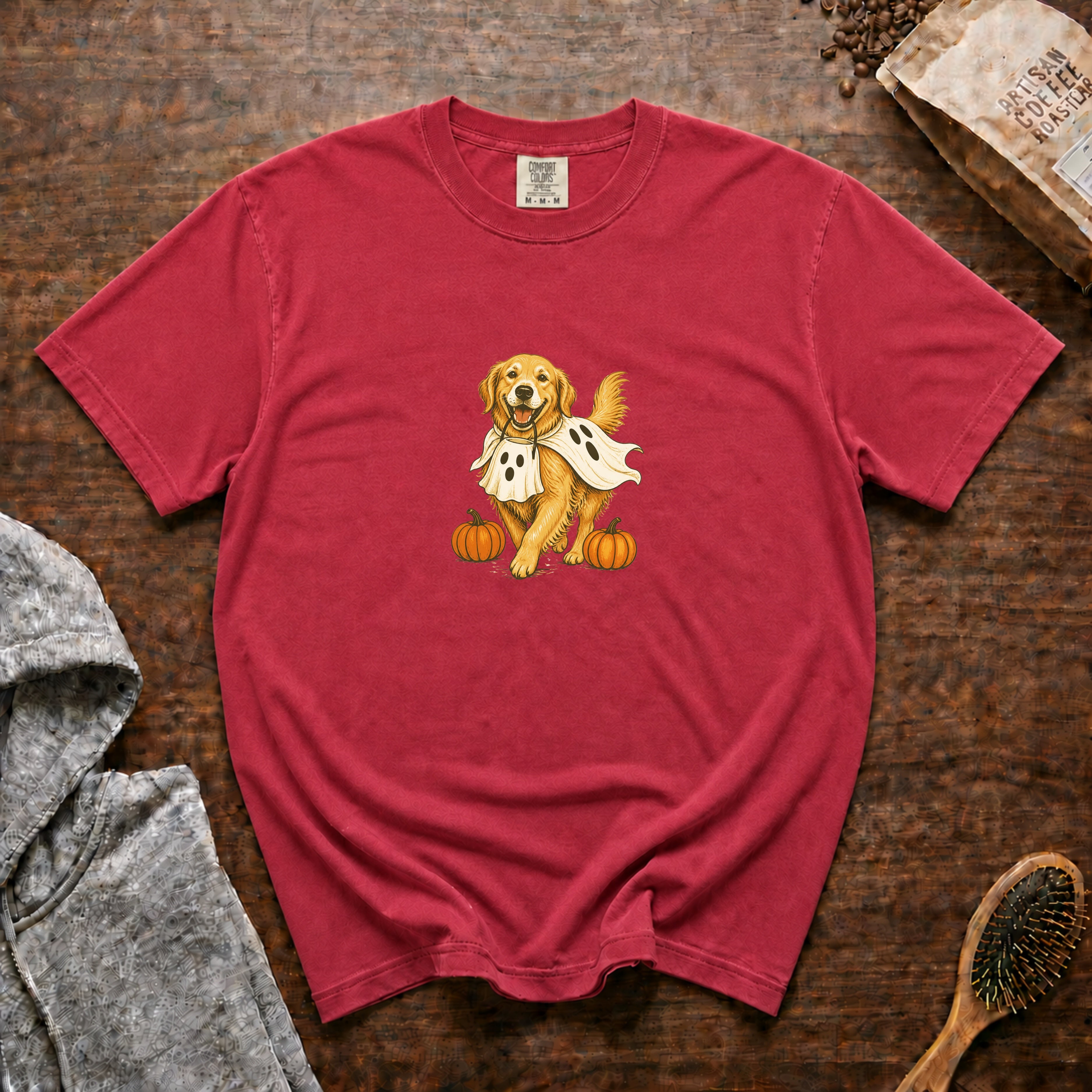 Golden Retriever Halloween T-Shirt — Crimson