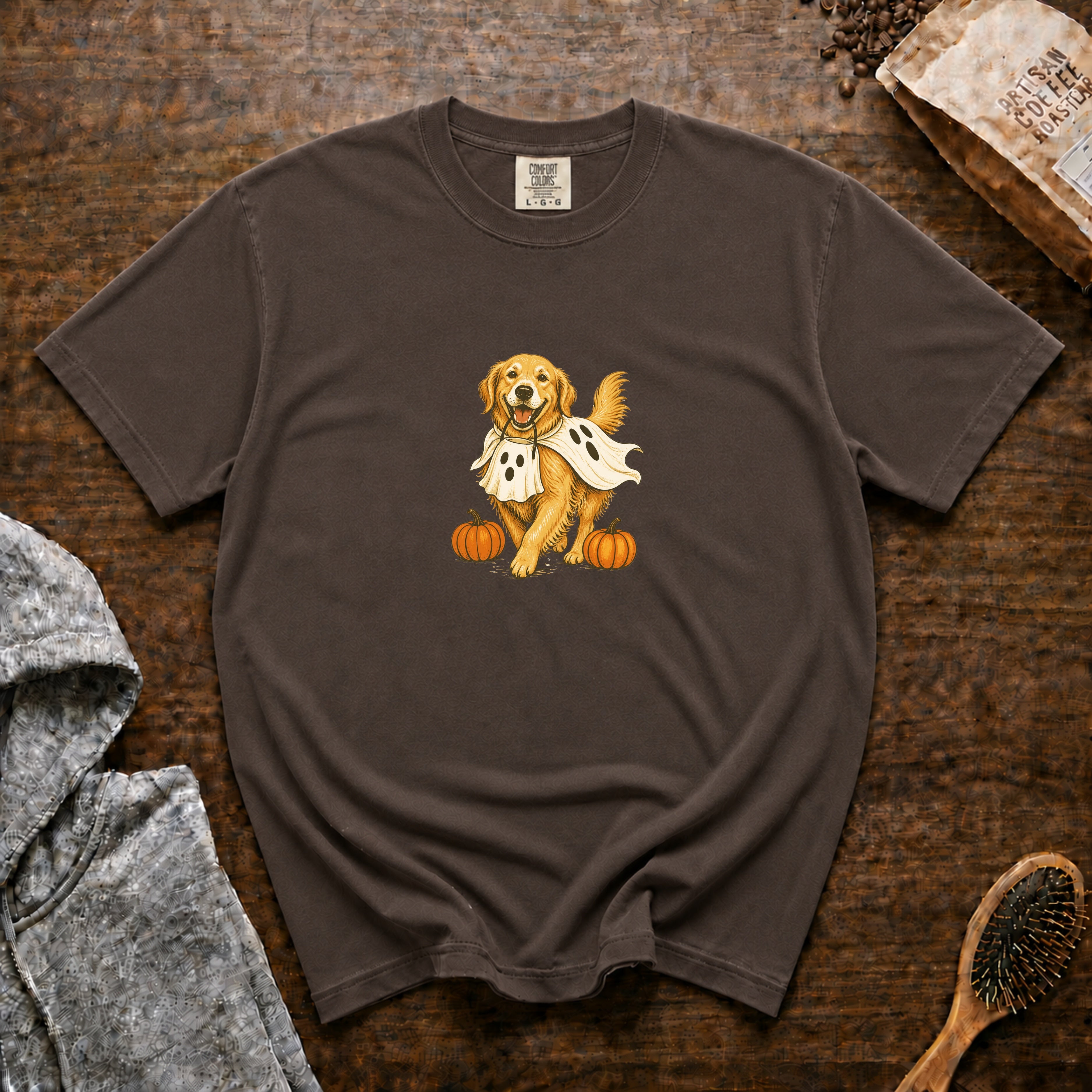 Golden Retriever Halloween T-Shirt — Espresso