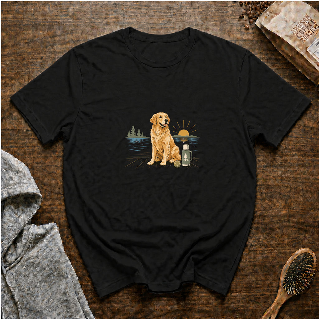Golden Retriever MorningT-Shirt — Black