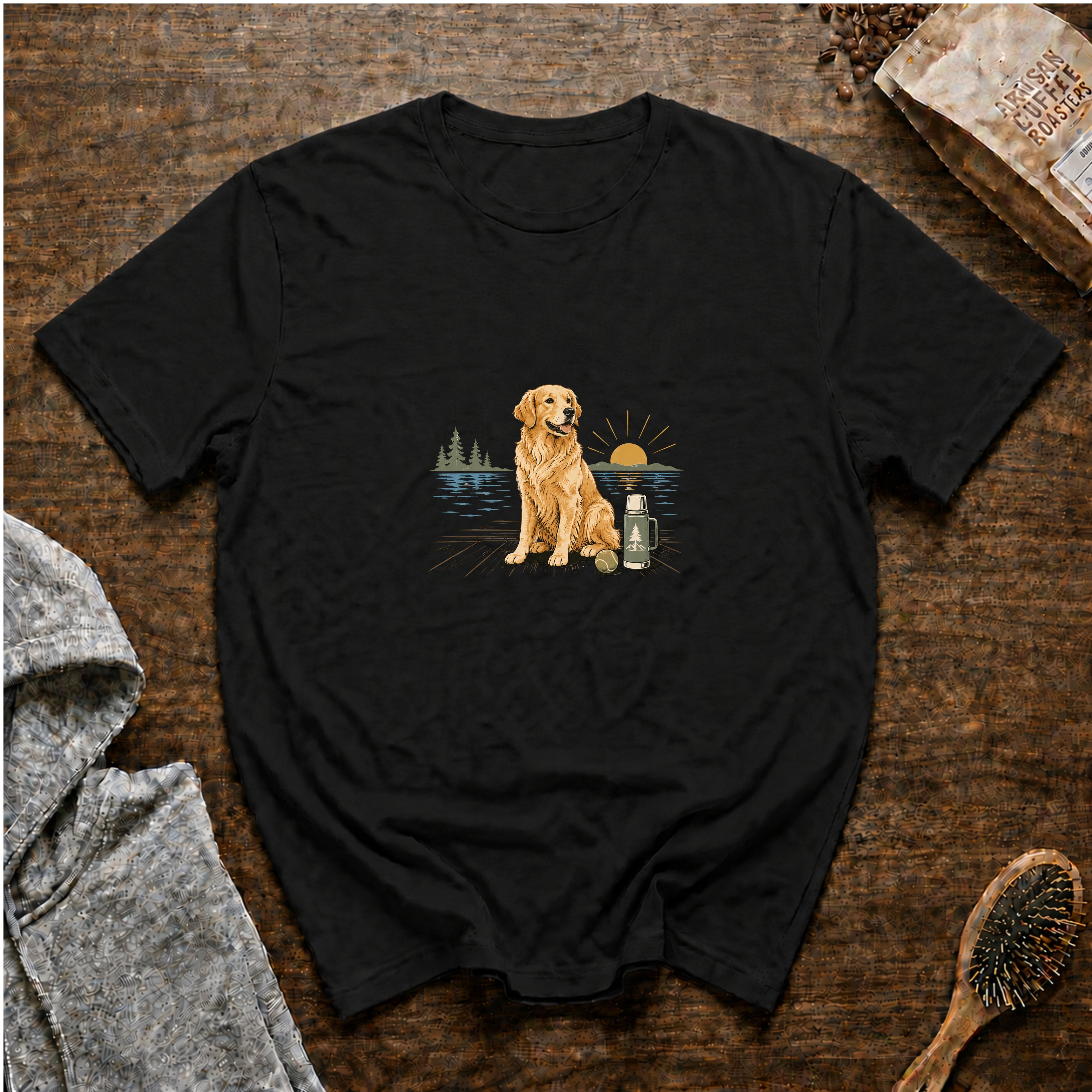Golden Retriever MorningT-Shirt — Black