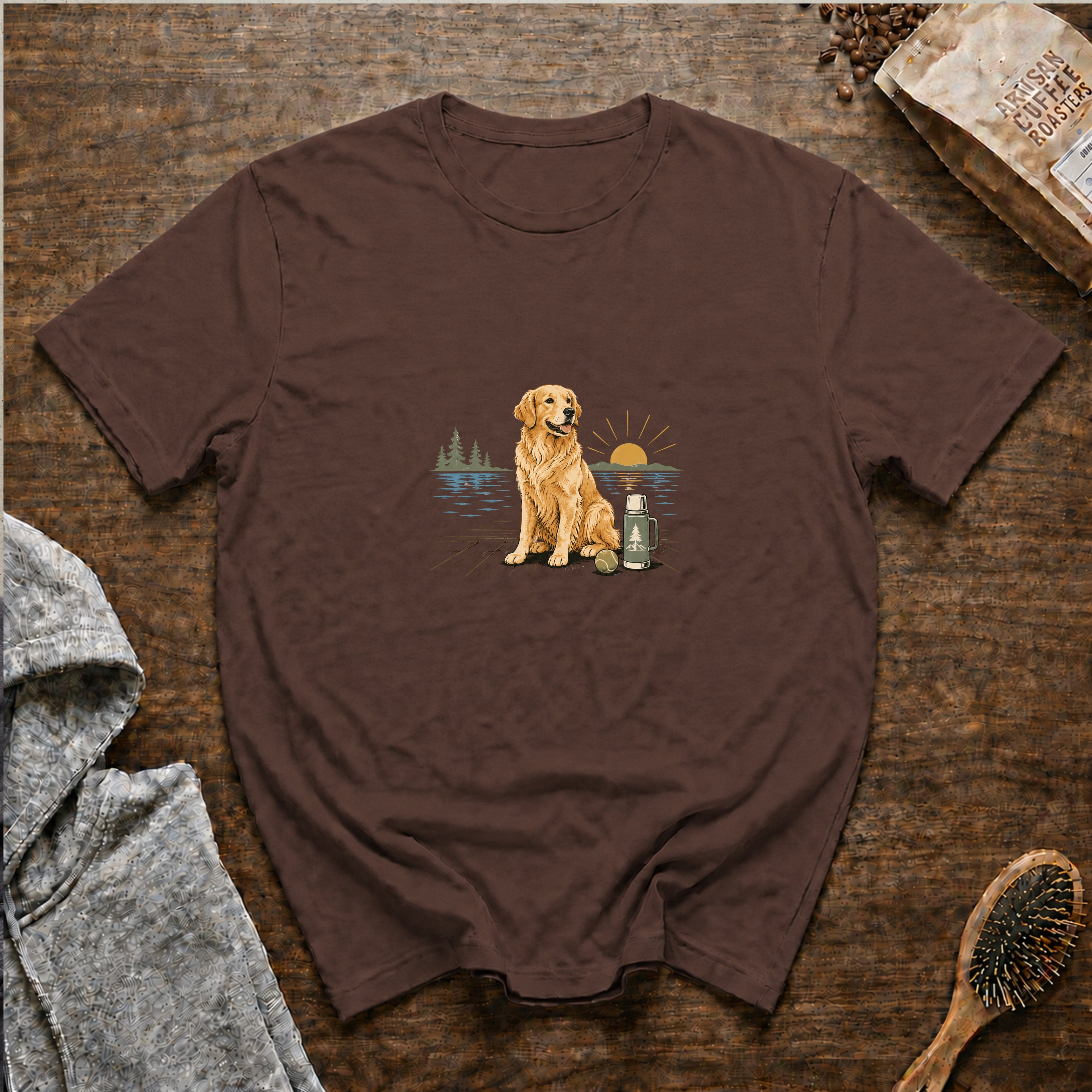 Golden Retriever MorningT-Shirt — Espresso