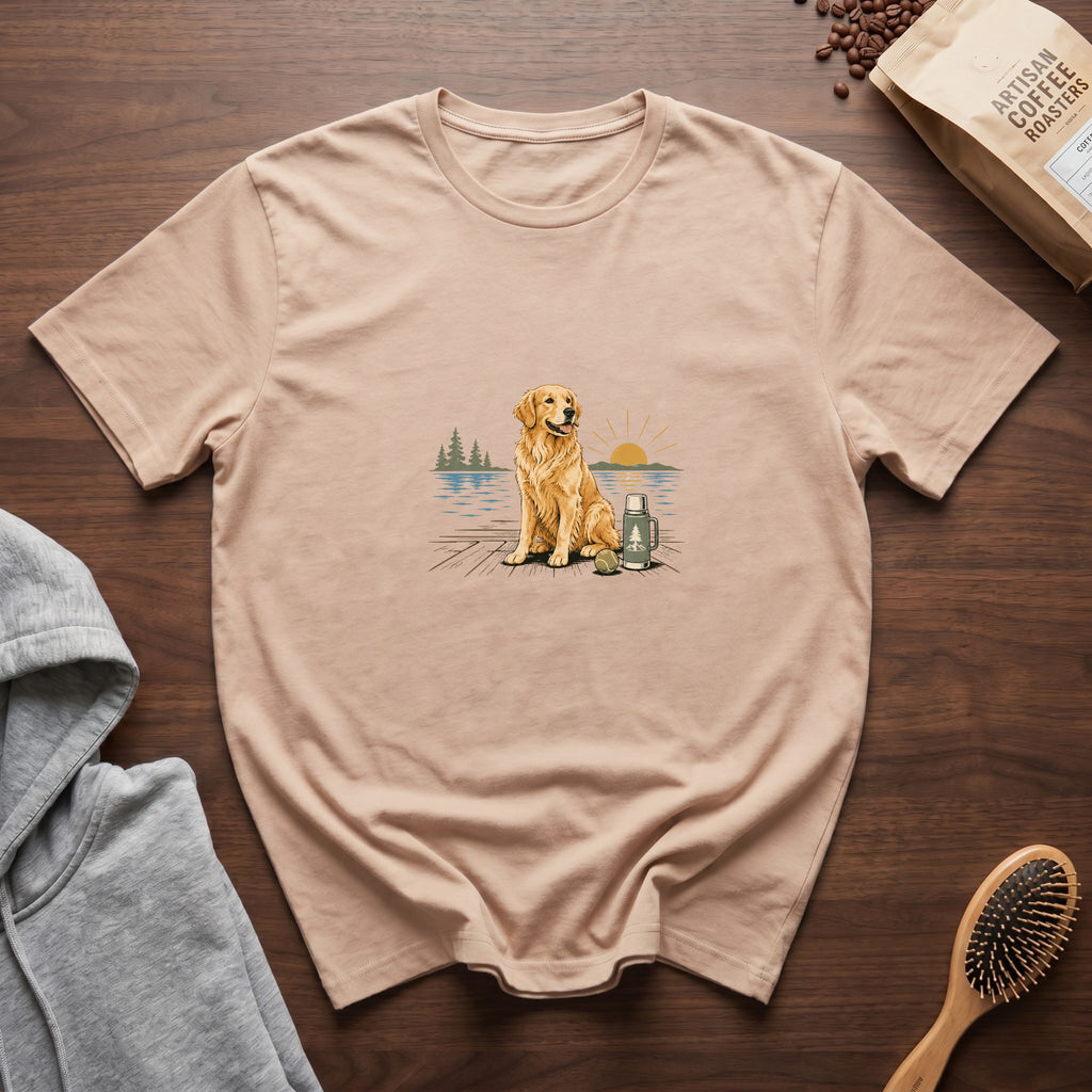 Golden Retriever MorningT-Shirt — Ivory