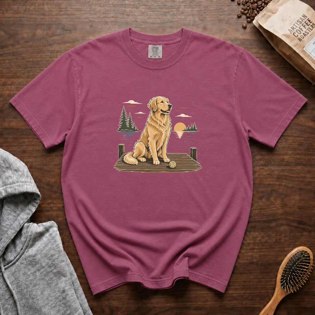 Golden Retriever, Sunny Morning T-Shirt — Berry