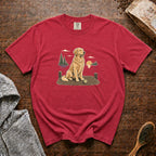 Golden Retriever, Sunny Morning T-Shirt — Crimson