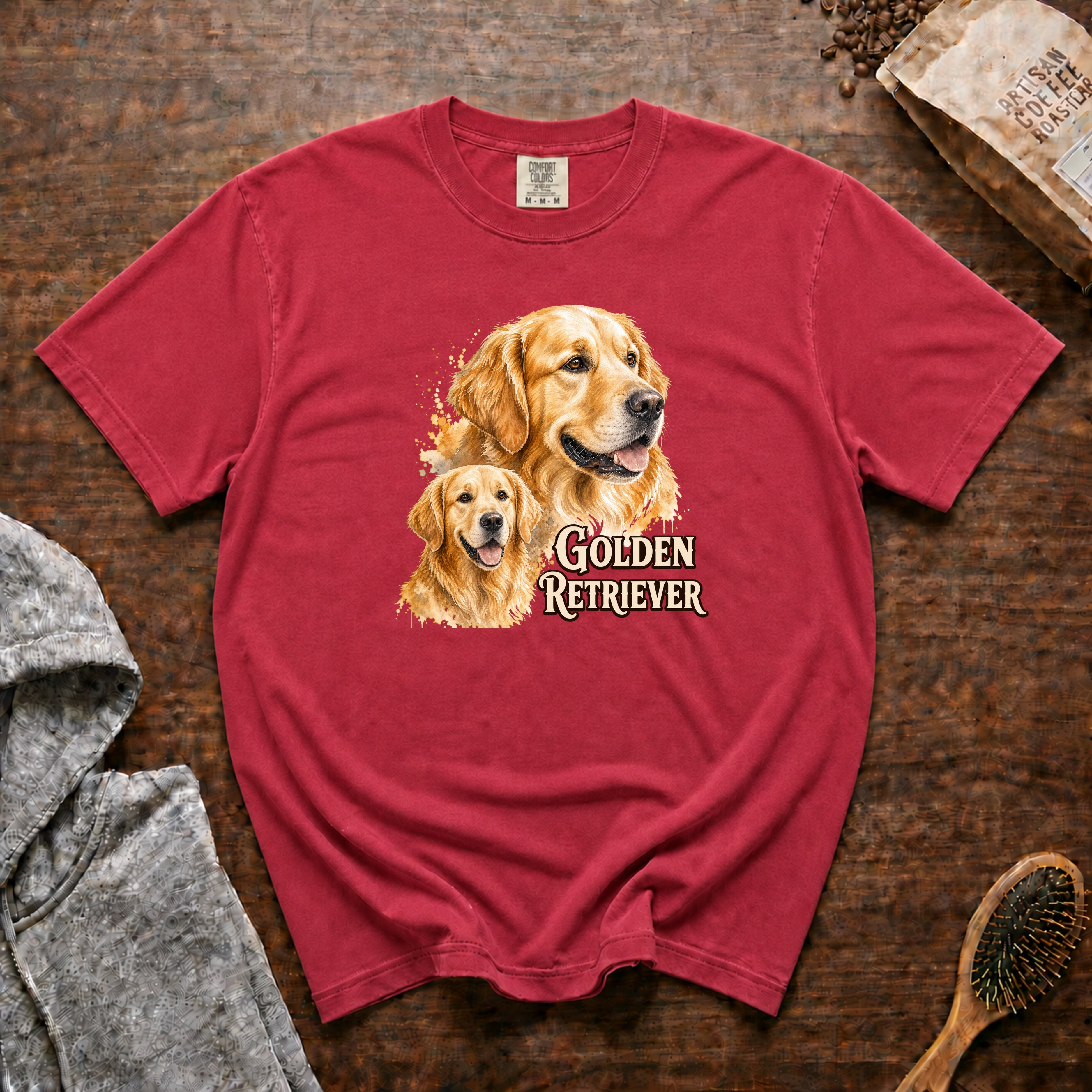 Golden Retriever T-Shirt — Crimson