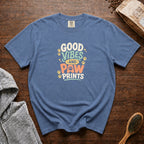 Good Vibes And Paw Prints T-Shirt — Blue Jean