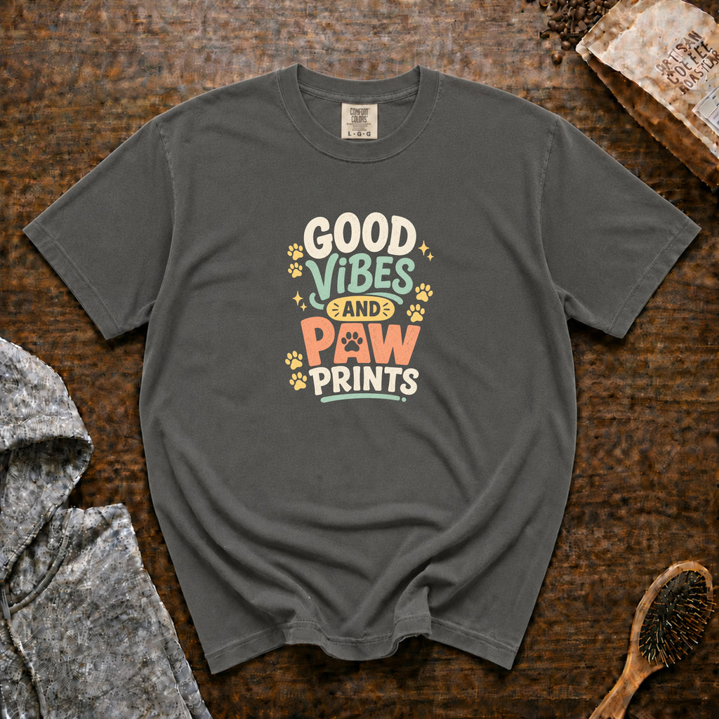 Good Vibes And Paw Prints T-Shirt — Pepper