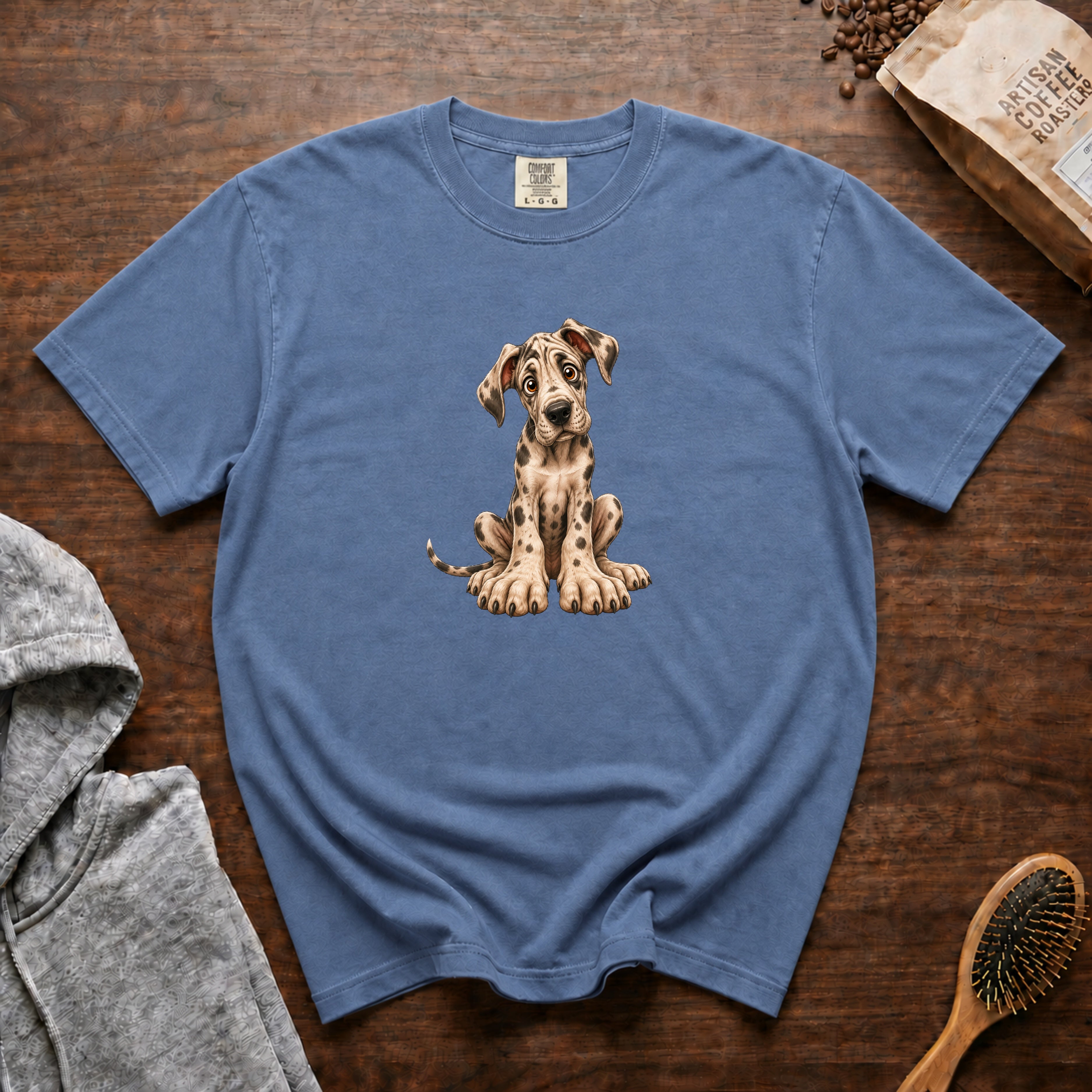Great Dane Growing Paws 1 T-Shirt — Blue Jean