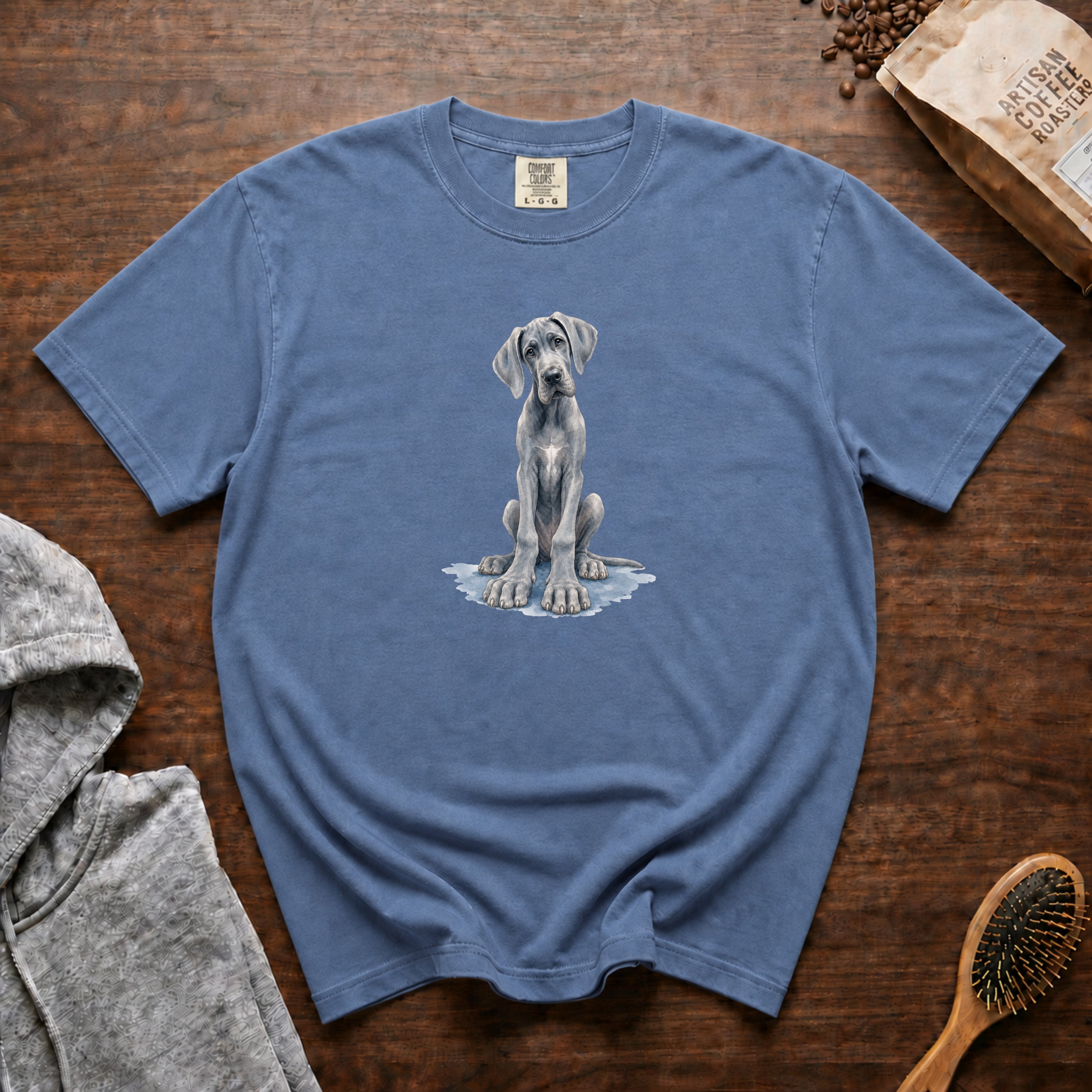 Great Dane Growing Paws T-Shirt — Blue Jean