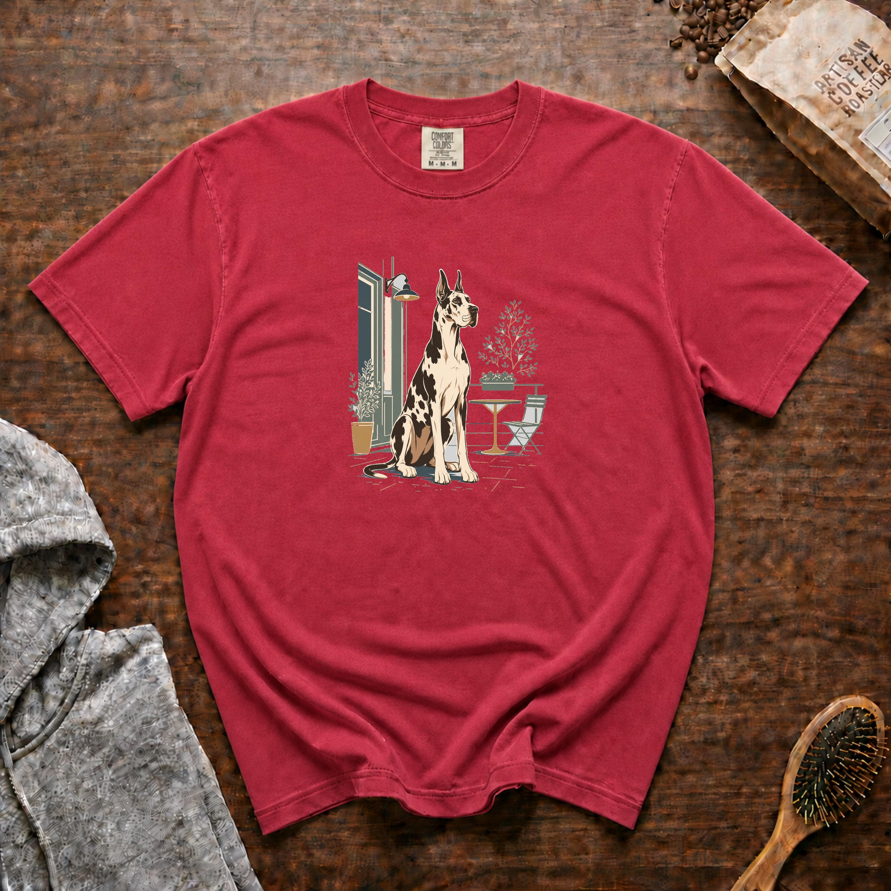 Great Dane Tall Cup House Roast T-Shirt — Crimson