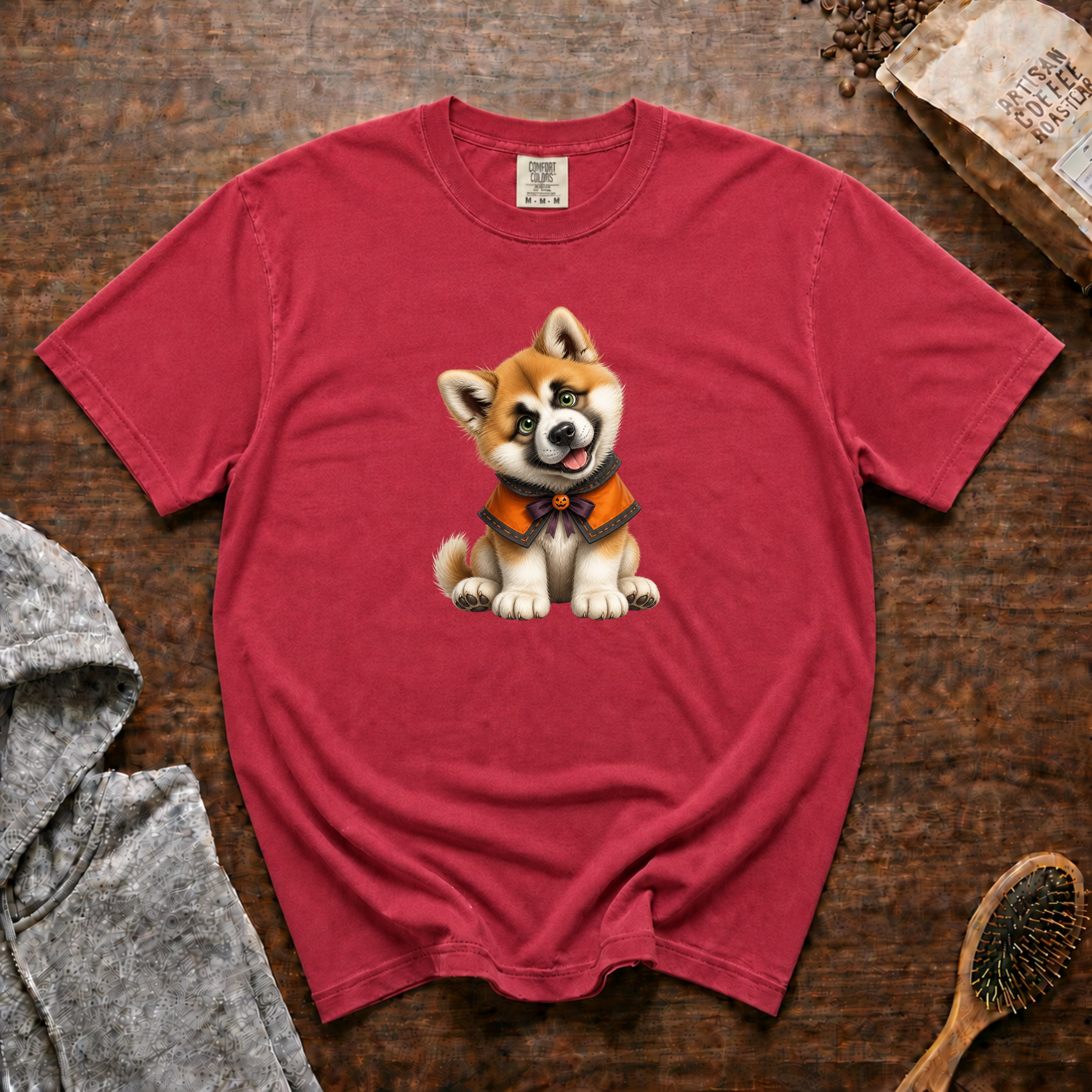 Halloween Akita T-Shirt — Crimson