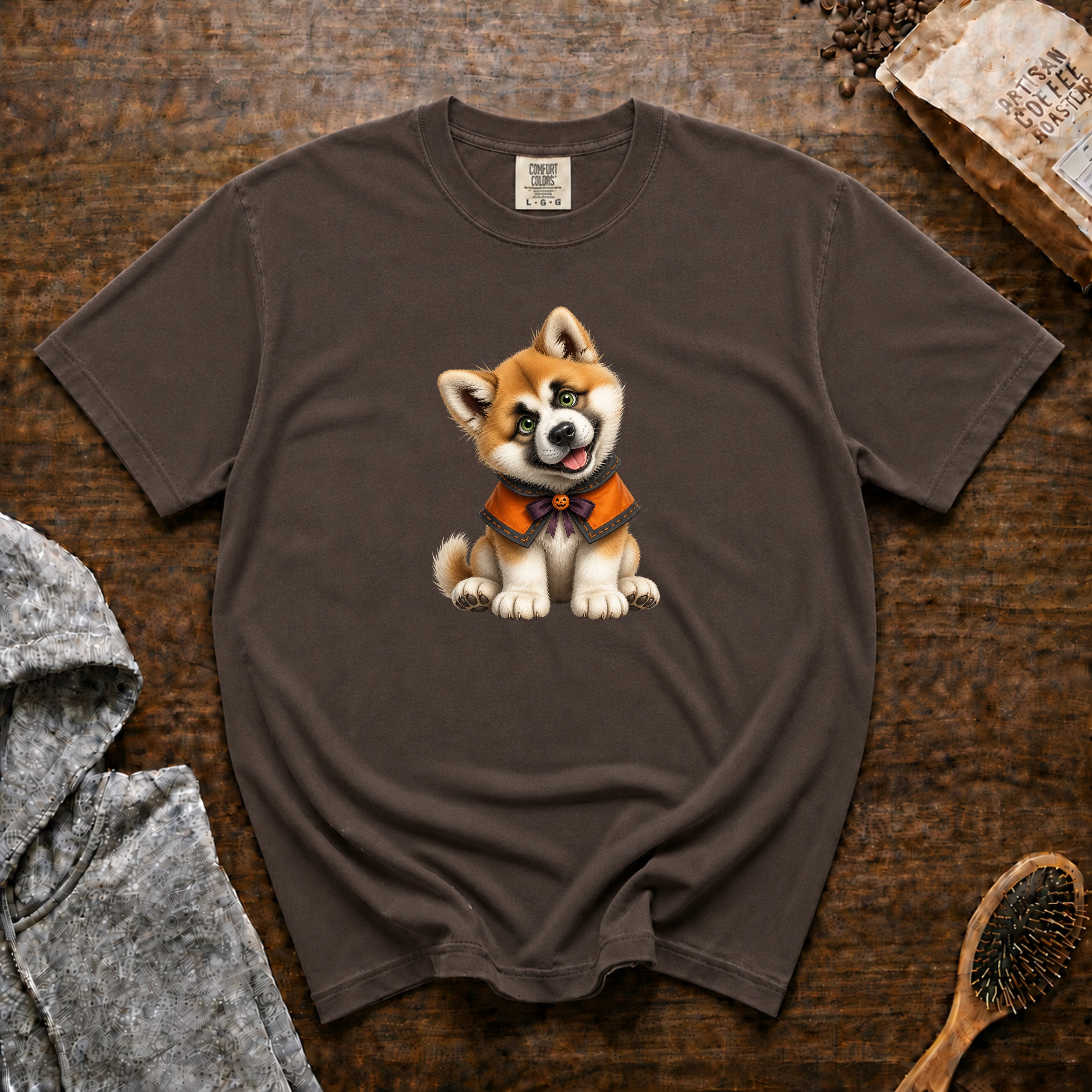 Halloween Akita T-Shirt — Espresso