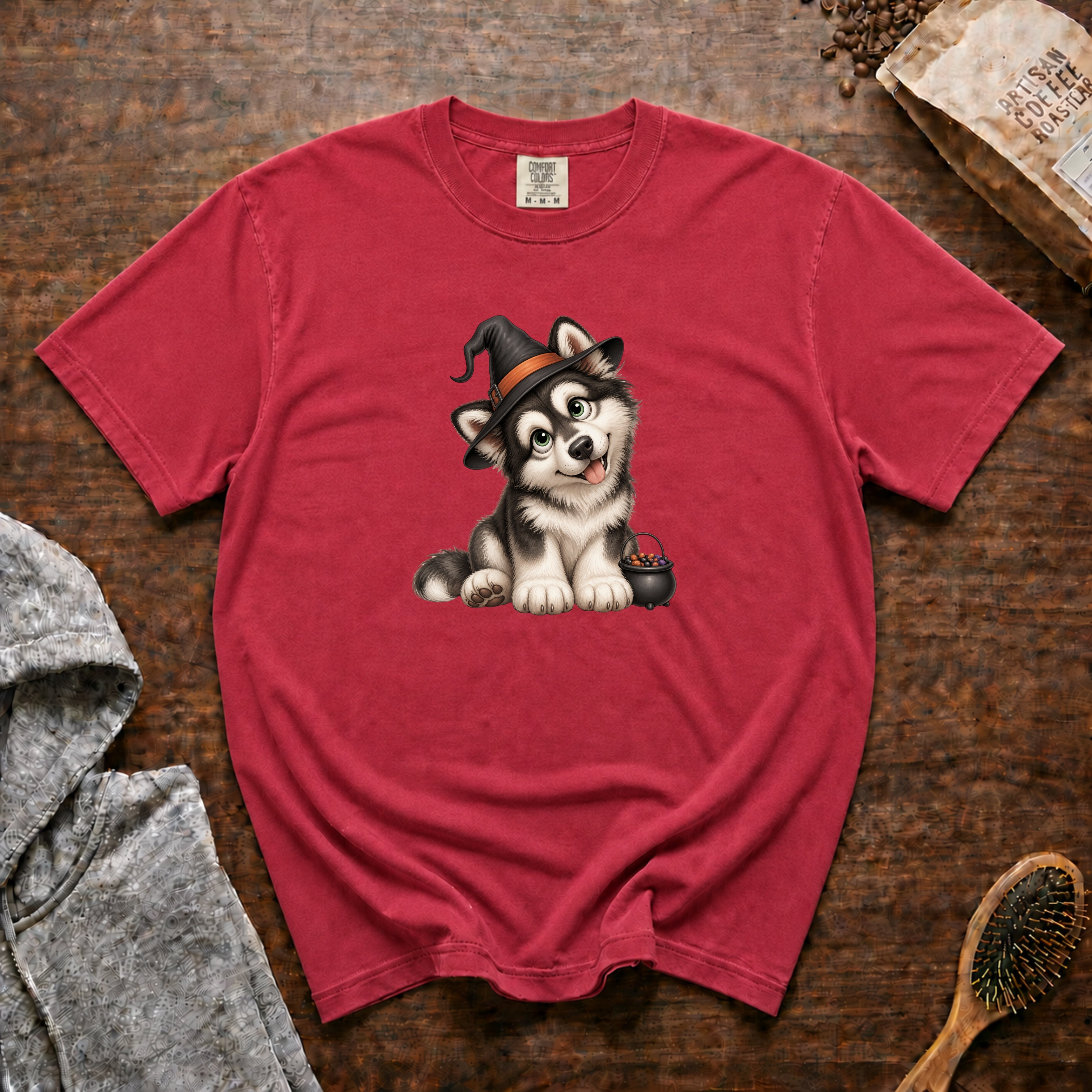 Halloween Alaskan Malamute T-Shirt — Crimson