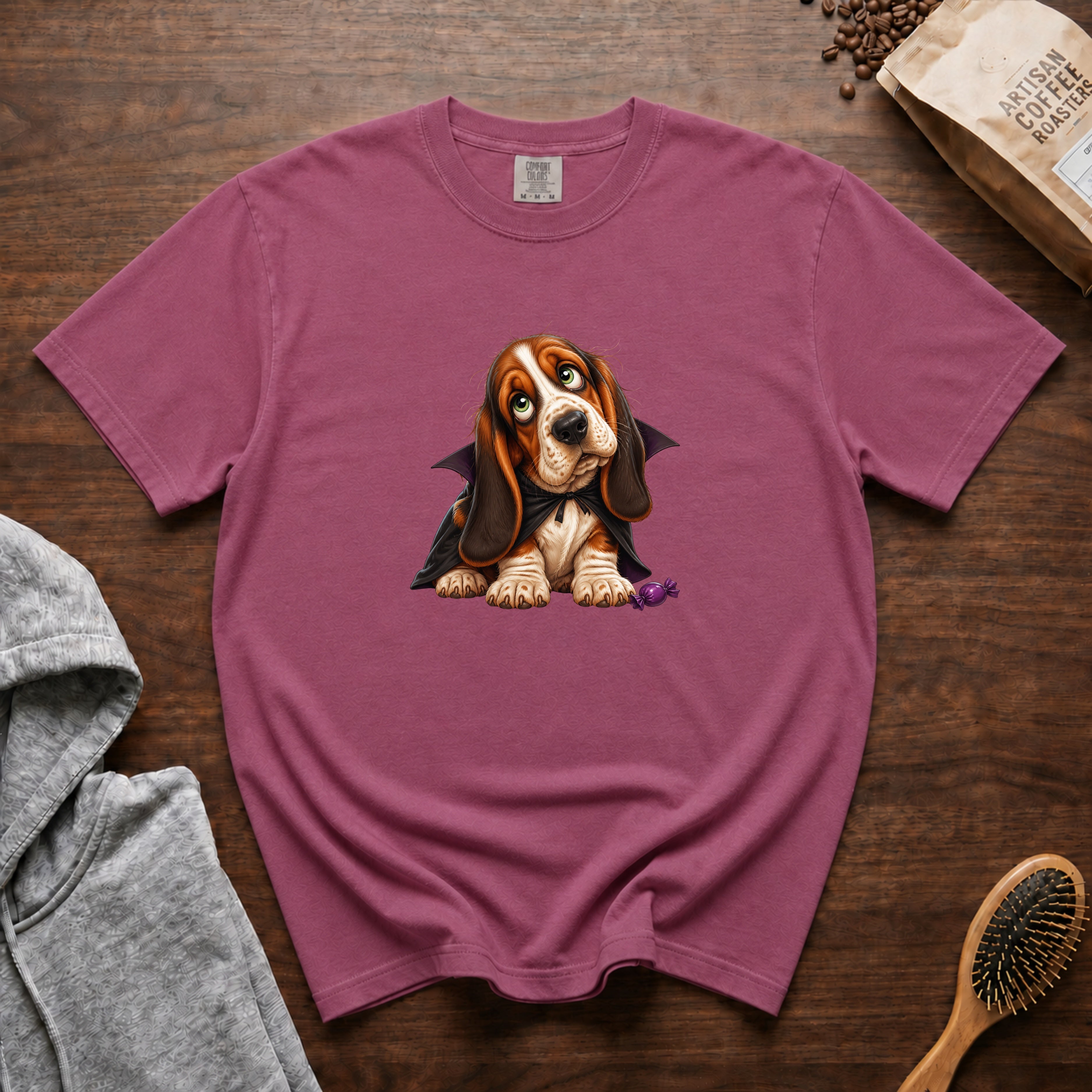 Halloween Basset Hound T-Shirt — Berry