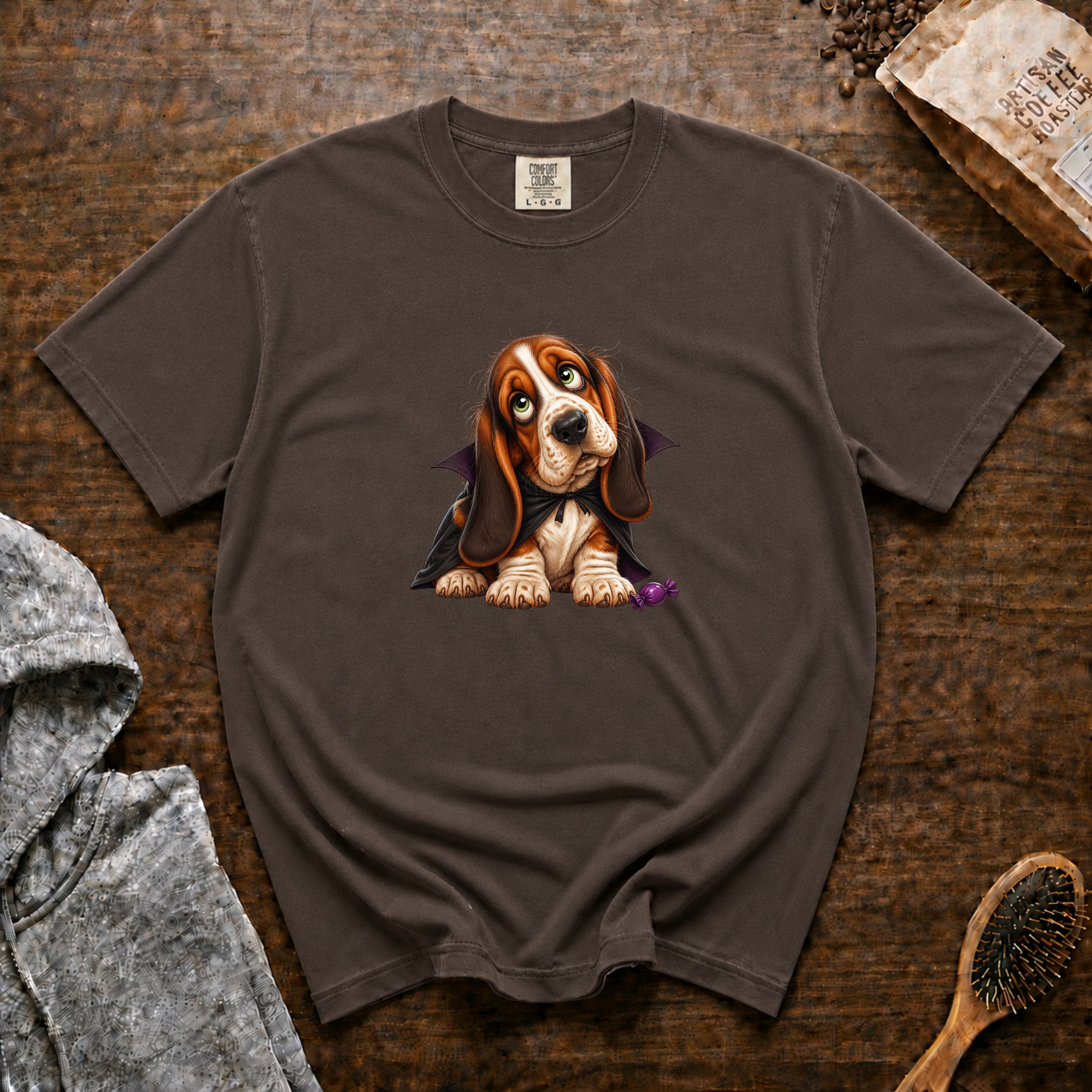 Halloween Basset Hound T-Shirt — Espresso