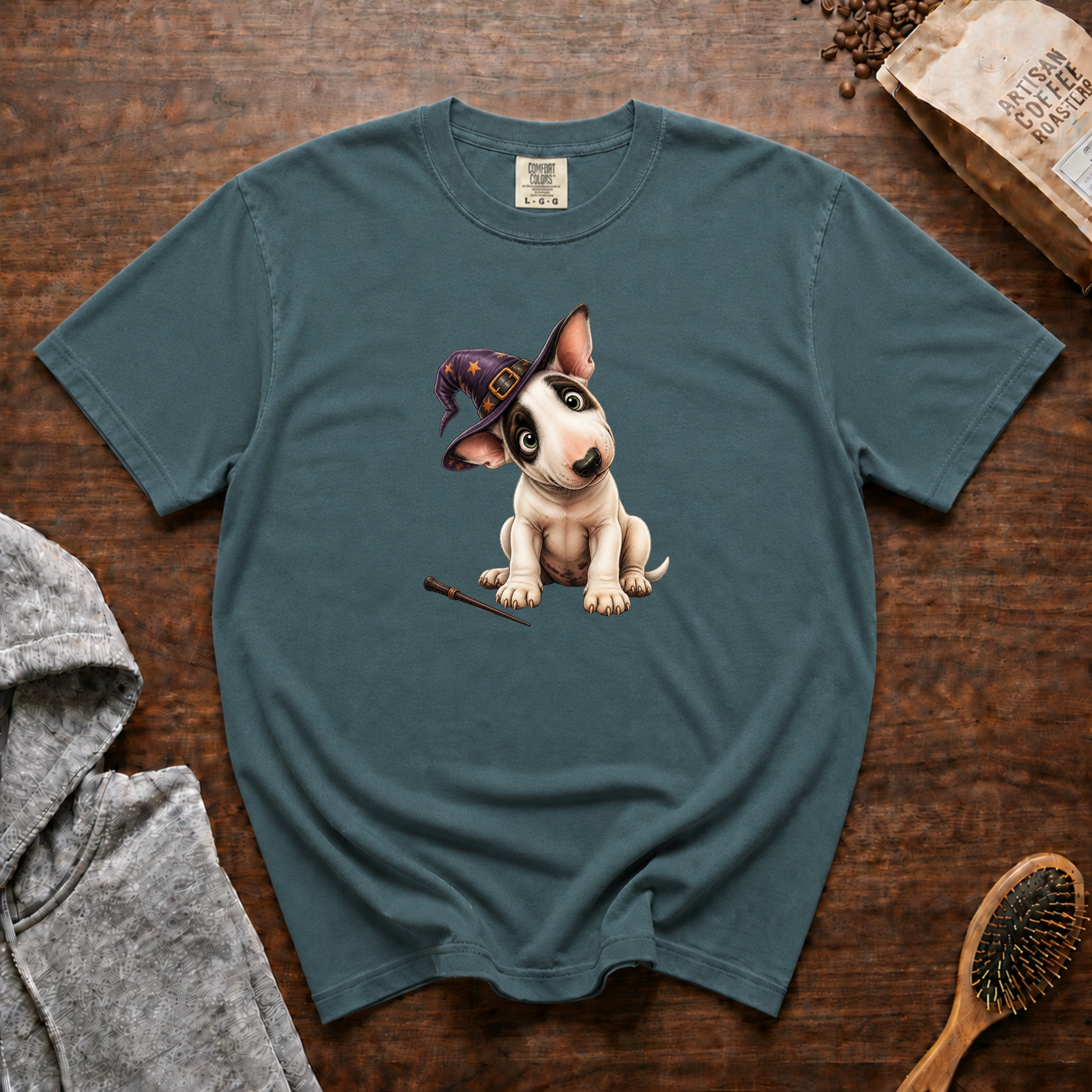 Halloween Bull Terrier T-Shirt — Blue Spruce