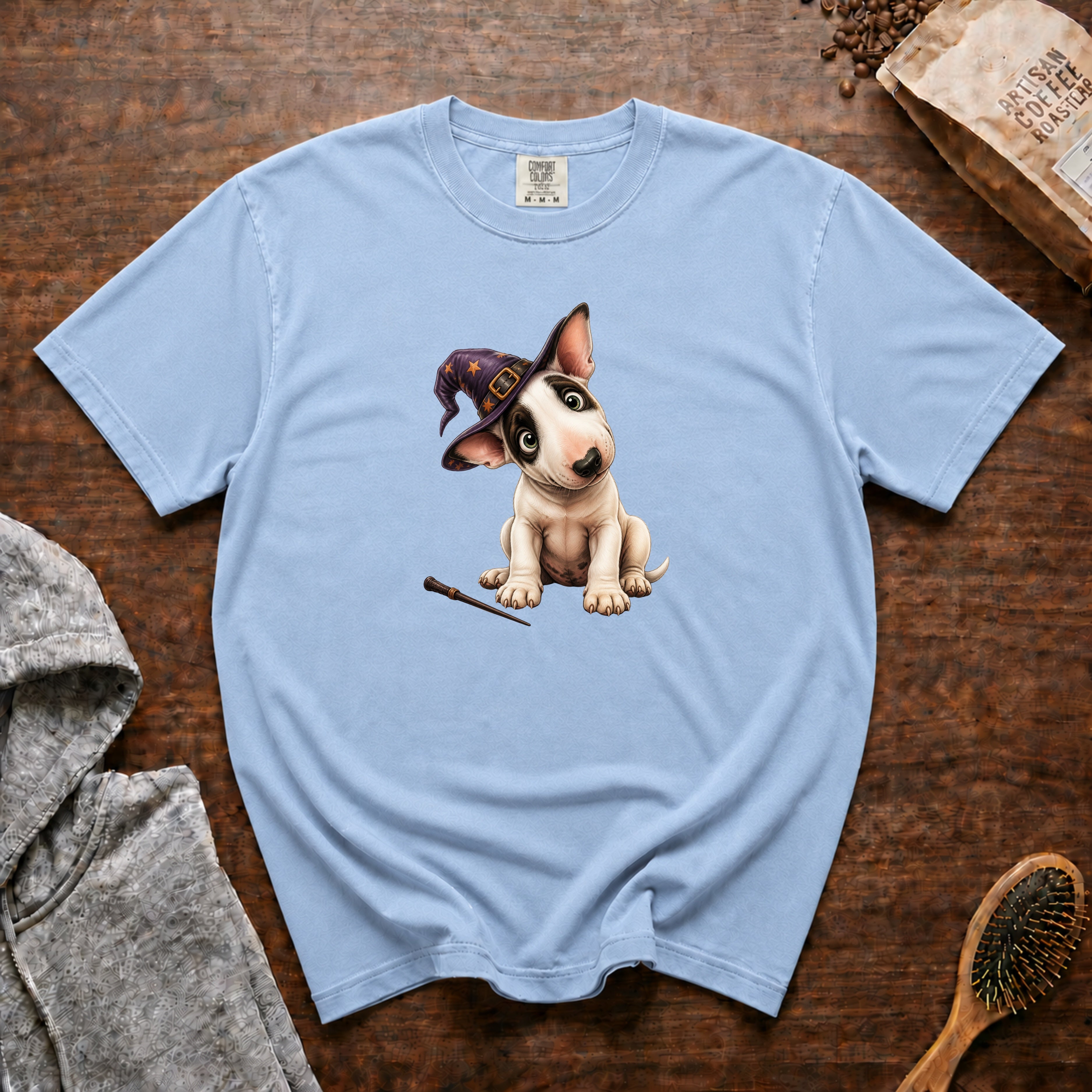 Halloween Bull Terrier T-Shirt — Chambray