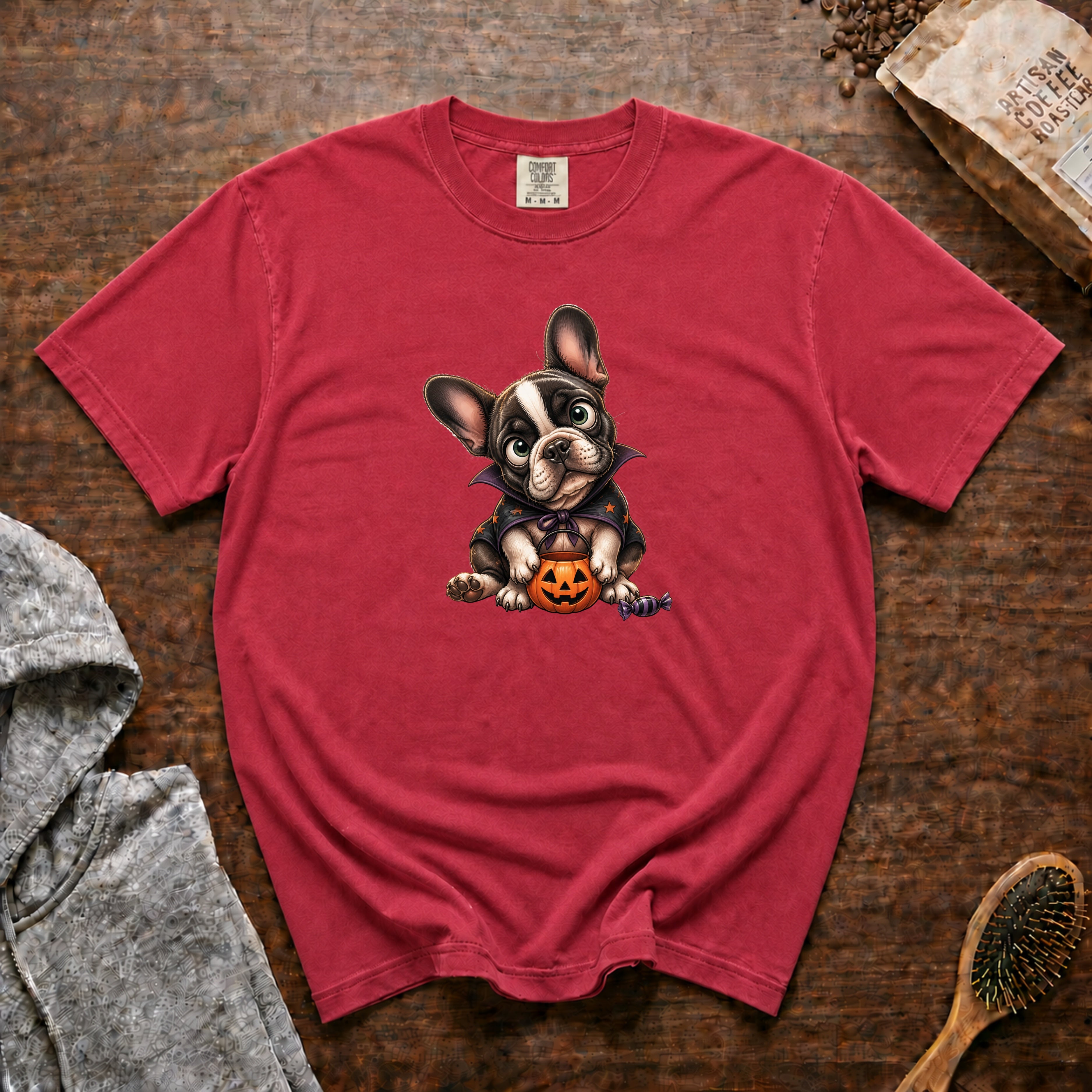 Halloween French Bulldog T-Shirt — Crimson