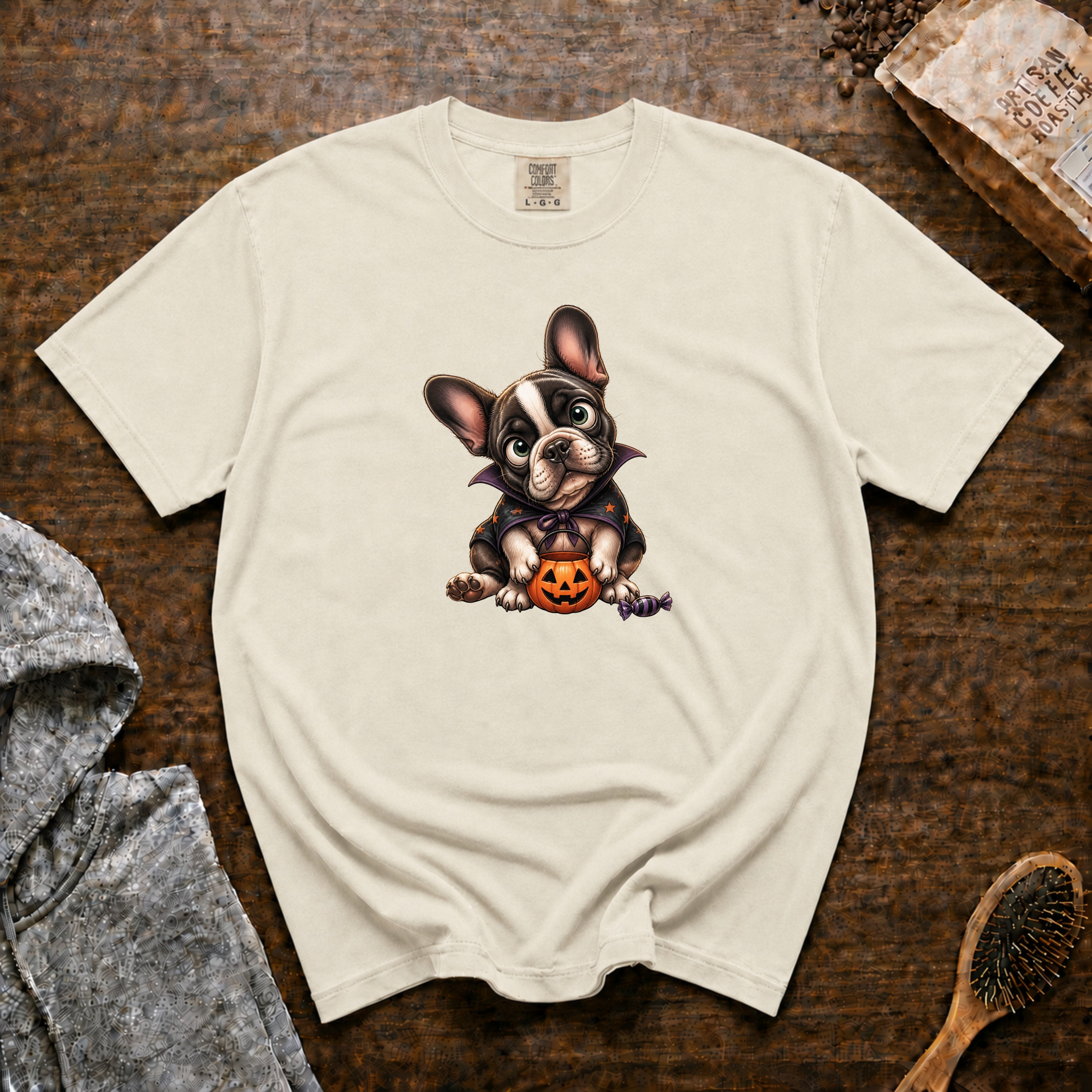 Halloween French Bulldog T-Shirt — Ivory