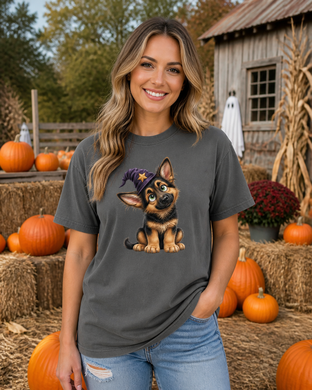 Halloween German Shepherd T-Shirt | Spooky Dog Lover Graphic Tee