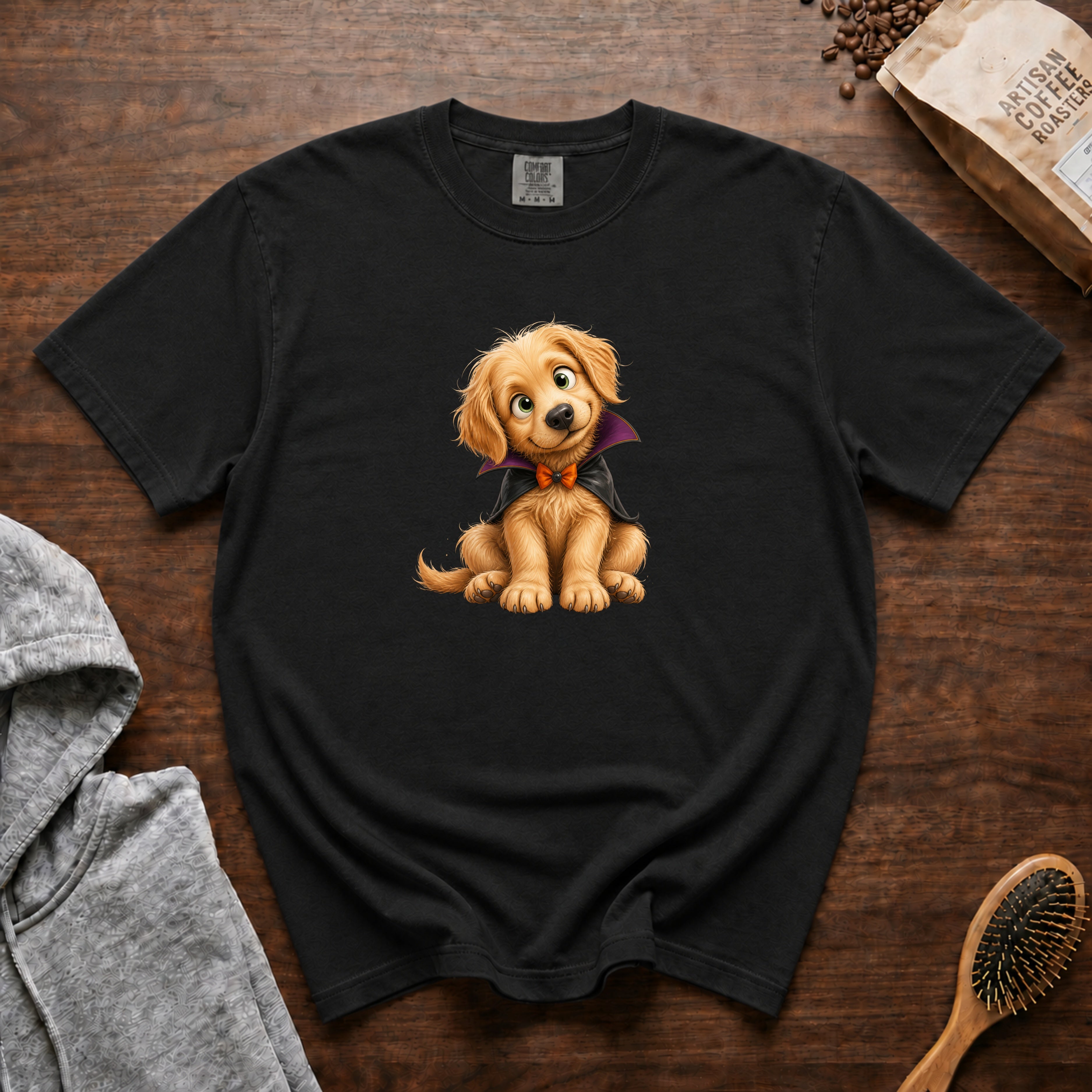 Halloween Golden Retriever T-Shirt — Black