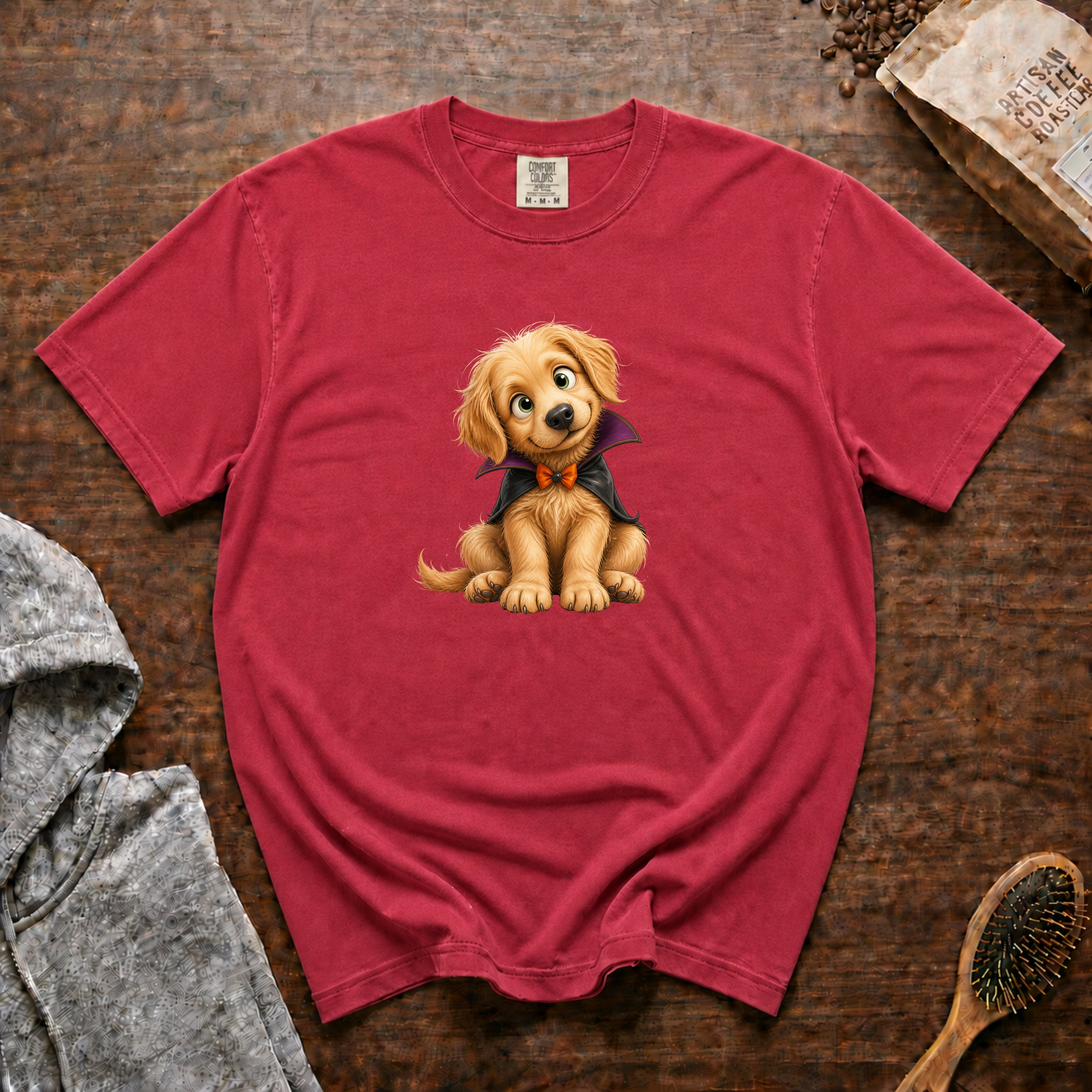 Halloween Golden Retriever T-Shirt — Crimson