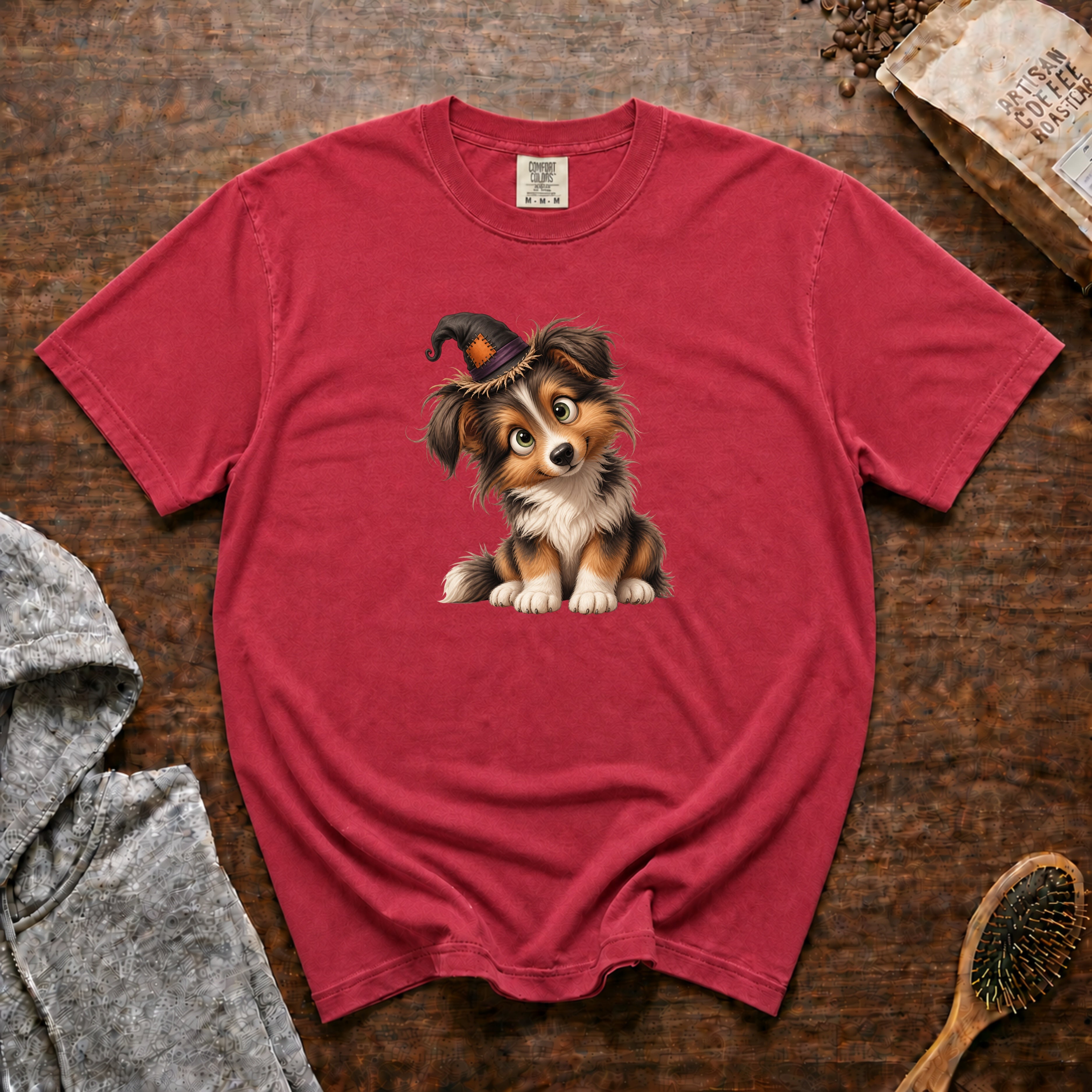 Halloween Shetland Sheepdog T-Shirt — Crimson