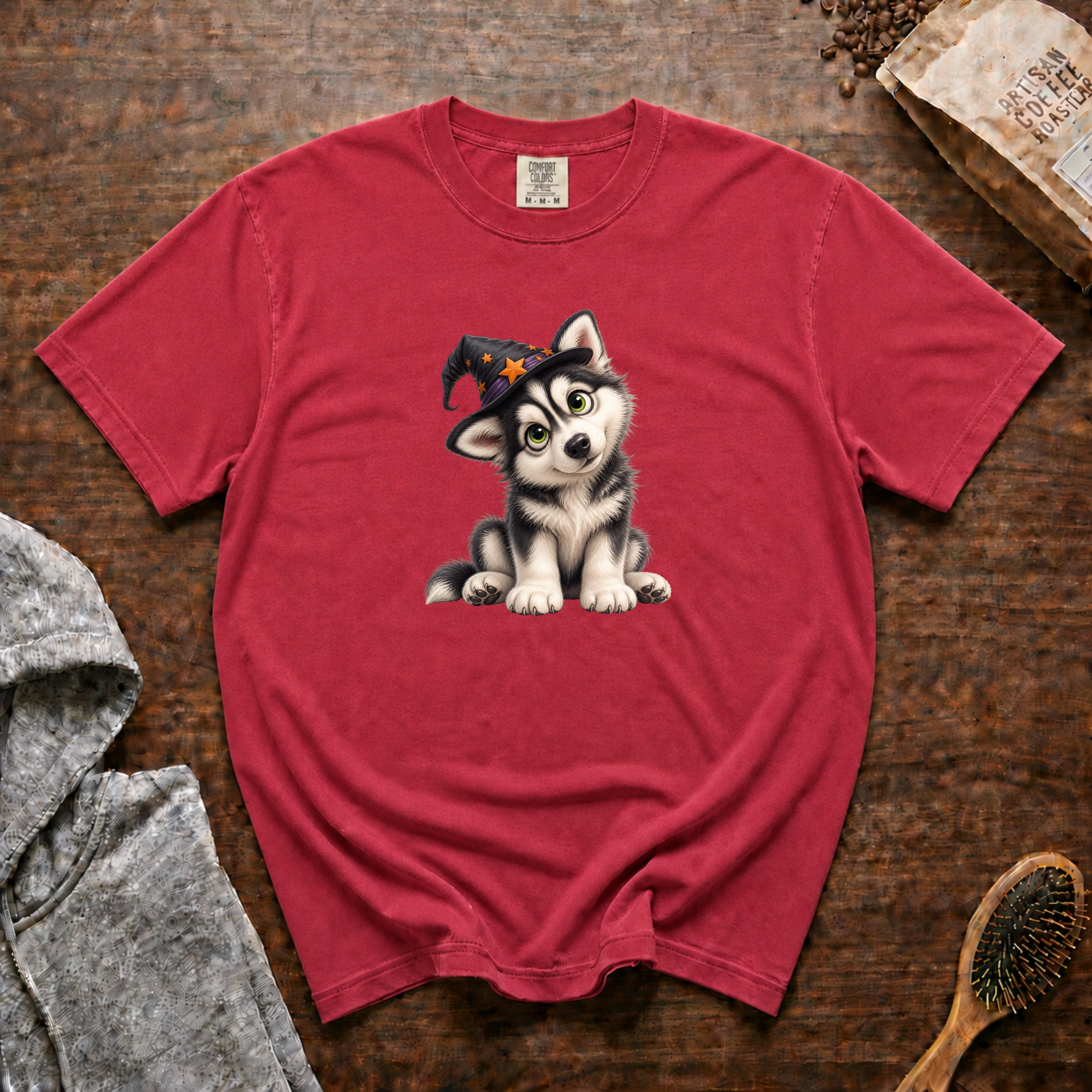 Halloween Siberian Husky T-Shirt — Crimson