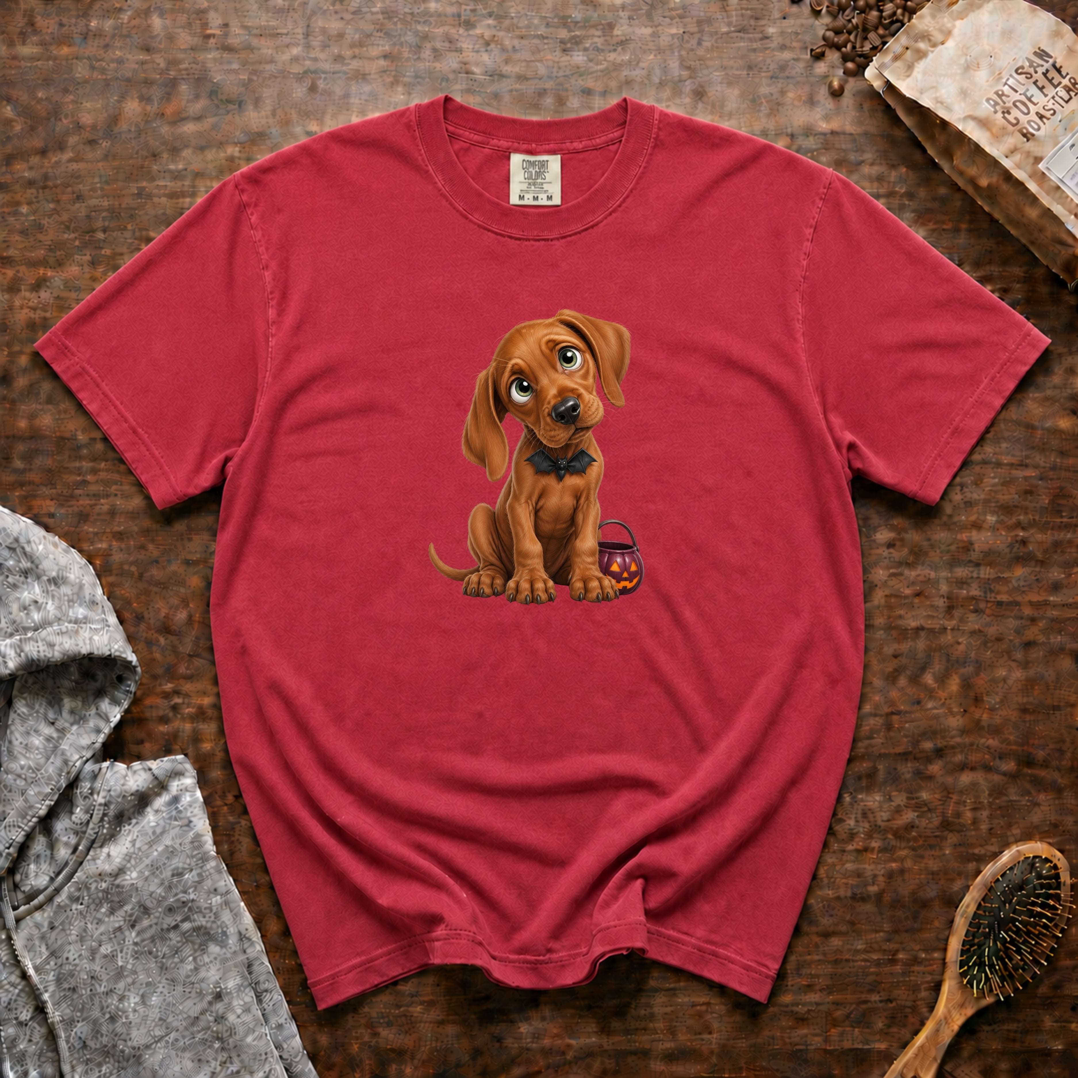 Halloween Vizsla T-Shirt — Crimson