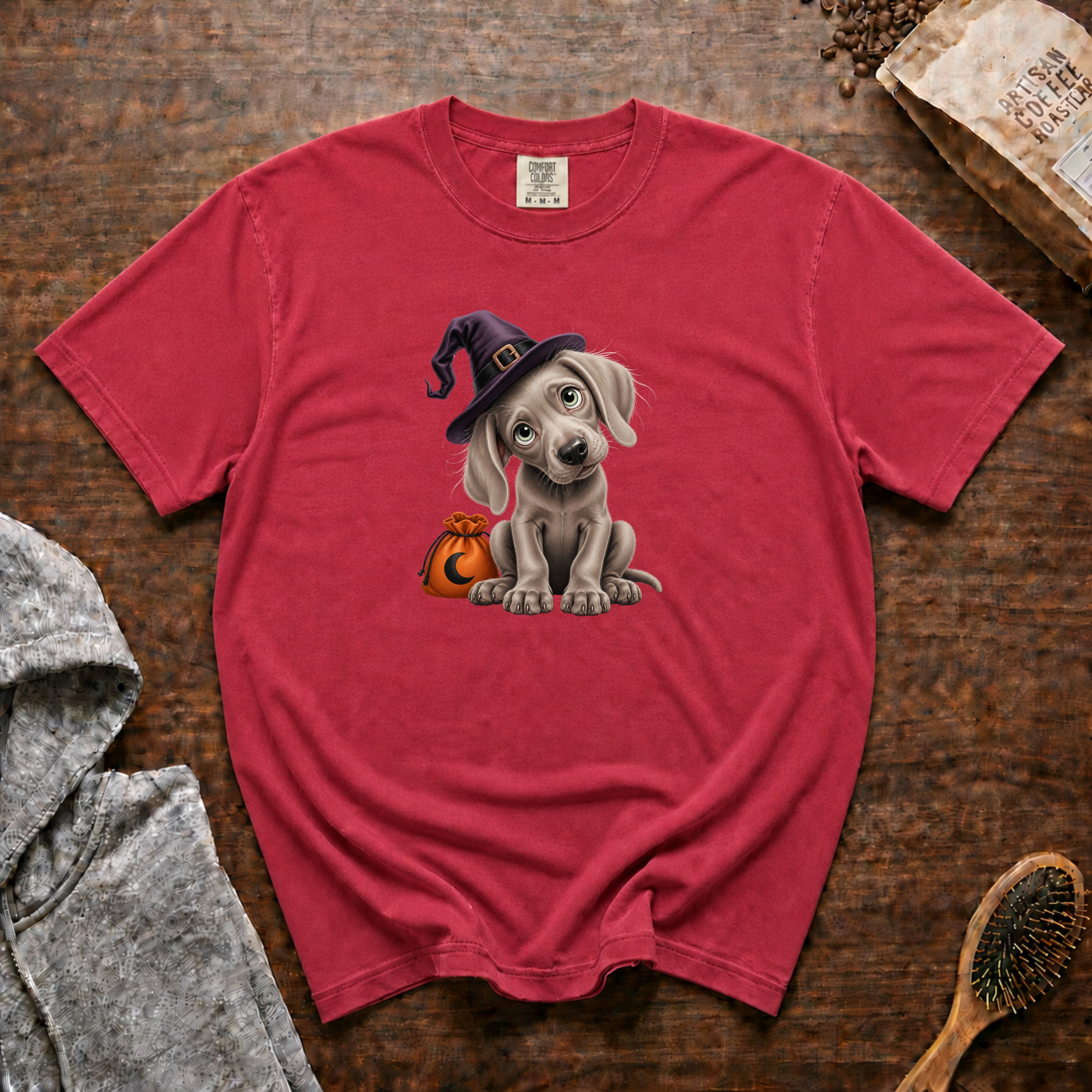 Halloween Weimaraner T-Shirt — Crimson