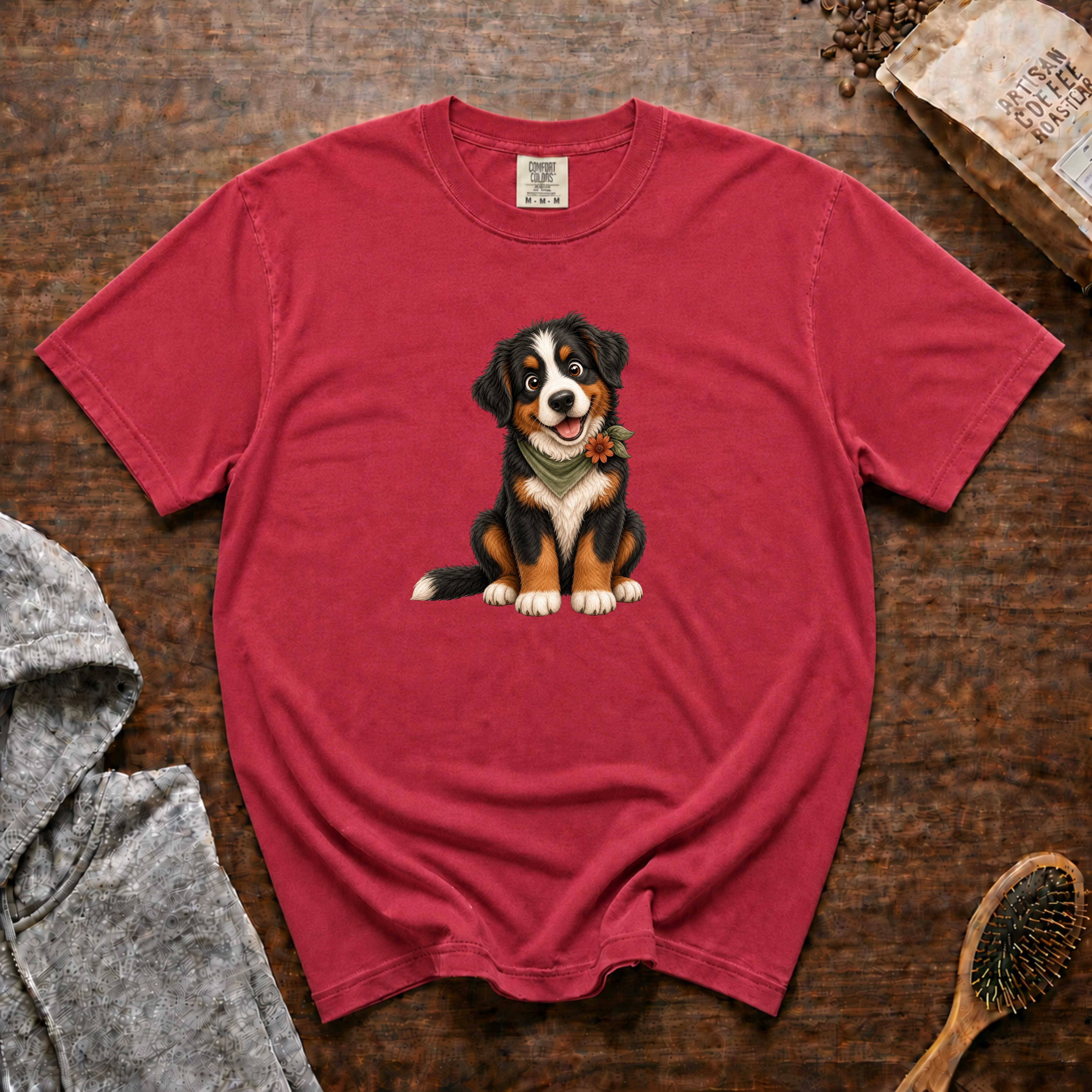 Happy Bernese T-Shirt — Crimson