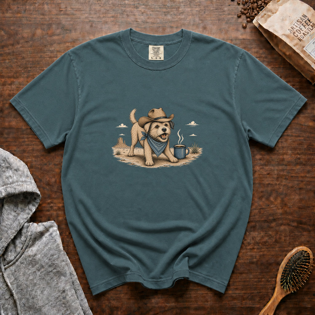 Happy Trails & Hot Coffee T-Shirt — Blue Spruce