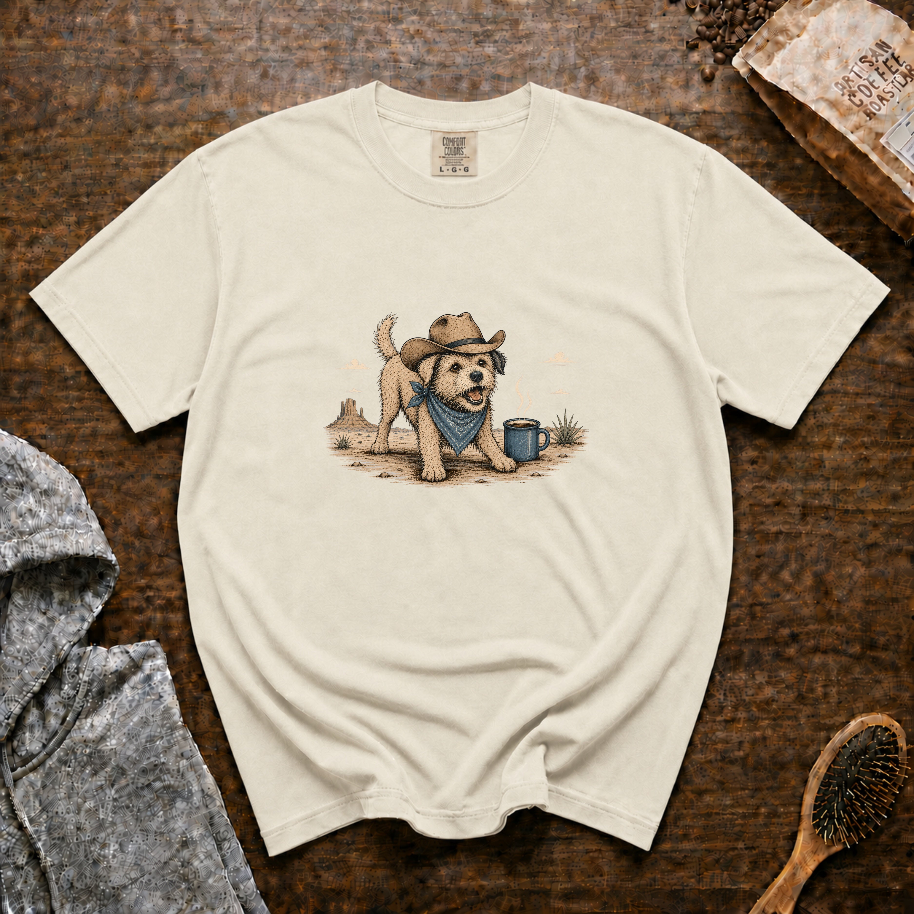 Happy Trails & Hot Coffee T-Shirt — Ivory