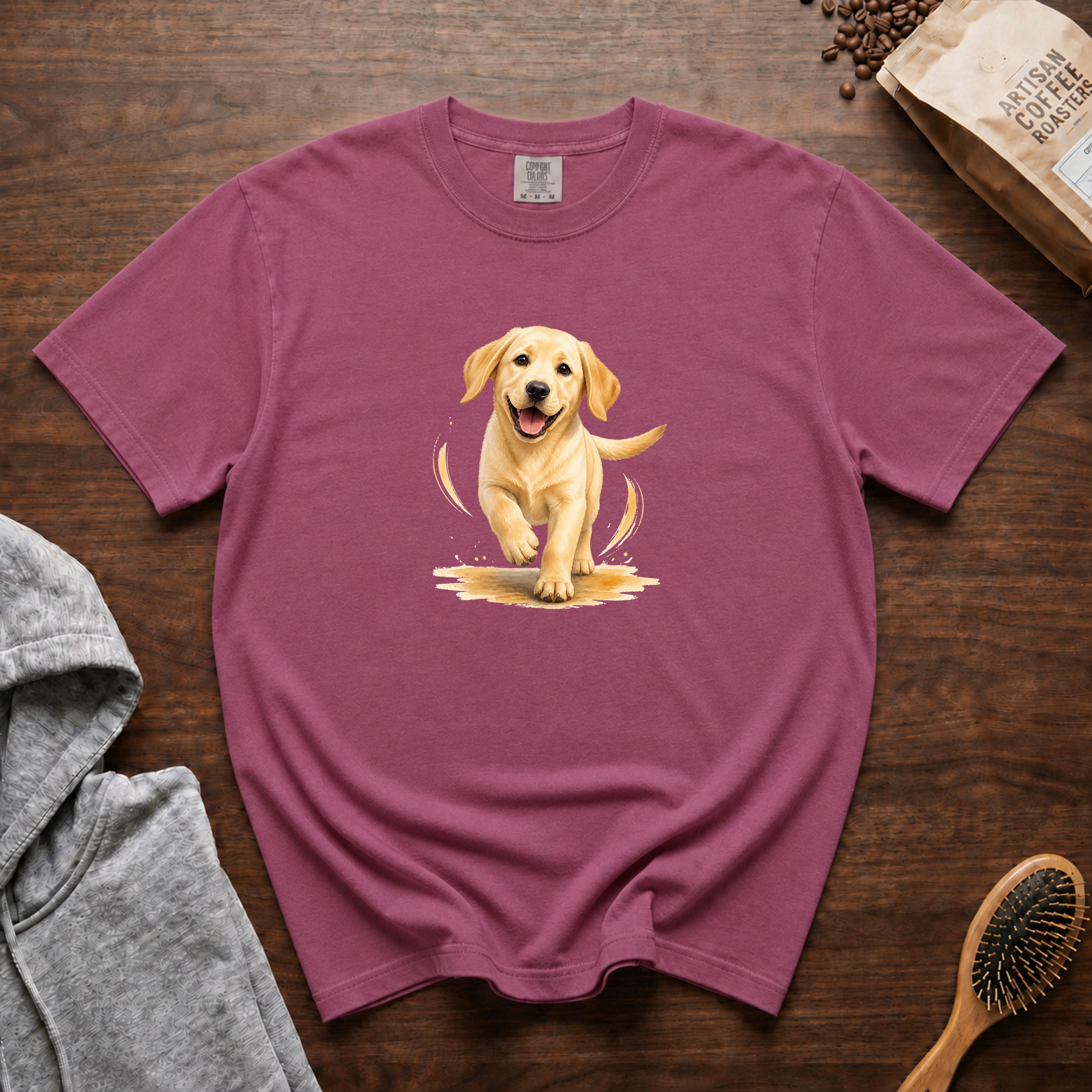 Happy Yellow Lab T-Shirt — Berry