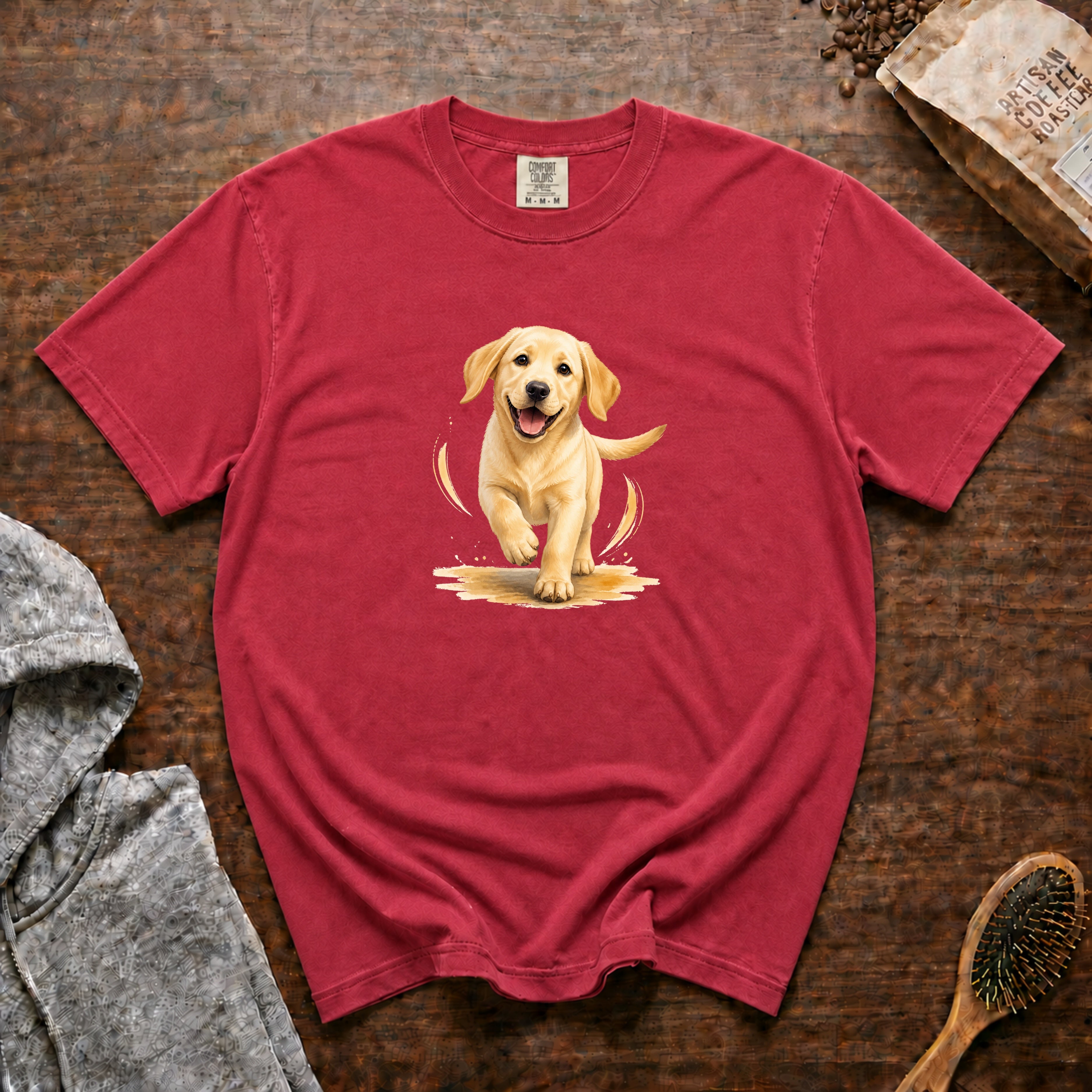 Happy Yellow Lab T-Shirt — Crimson