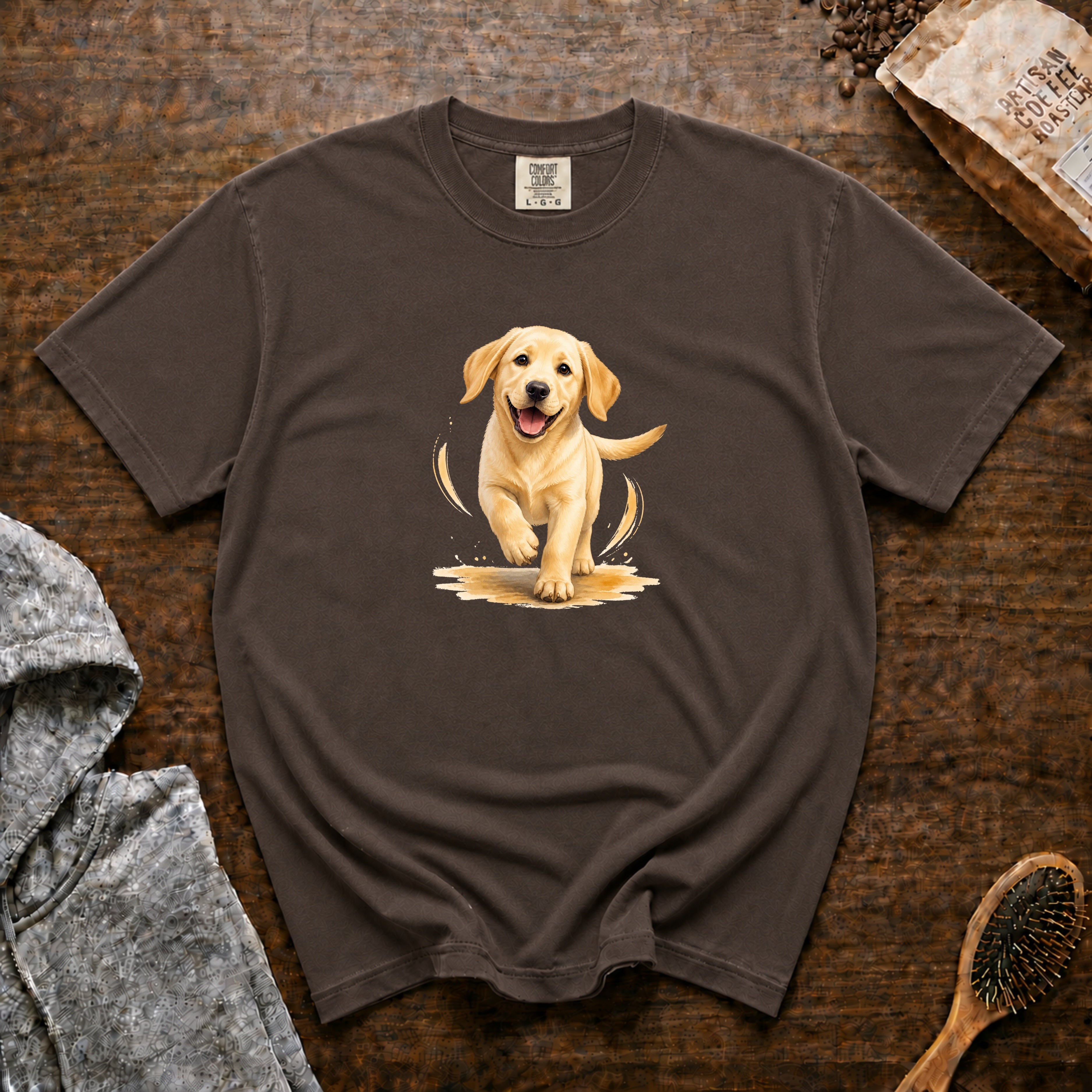 Happy Yellow Lab T-Shirt — Espresso