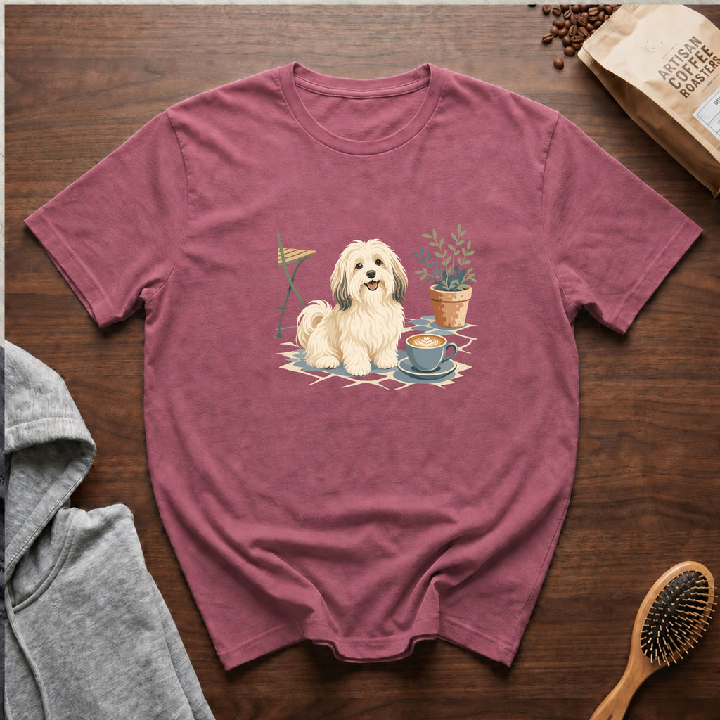 Havanese Patio Latte T-Shirt — Berry