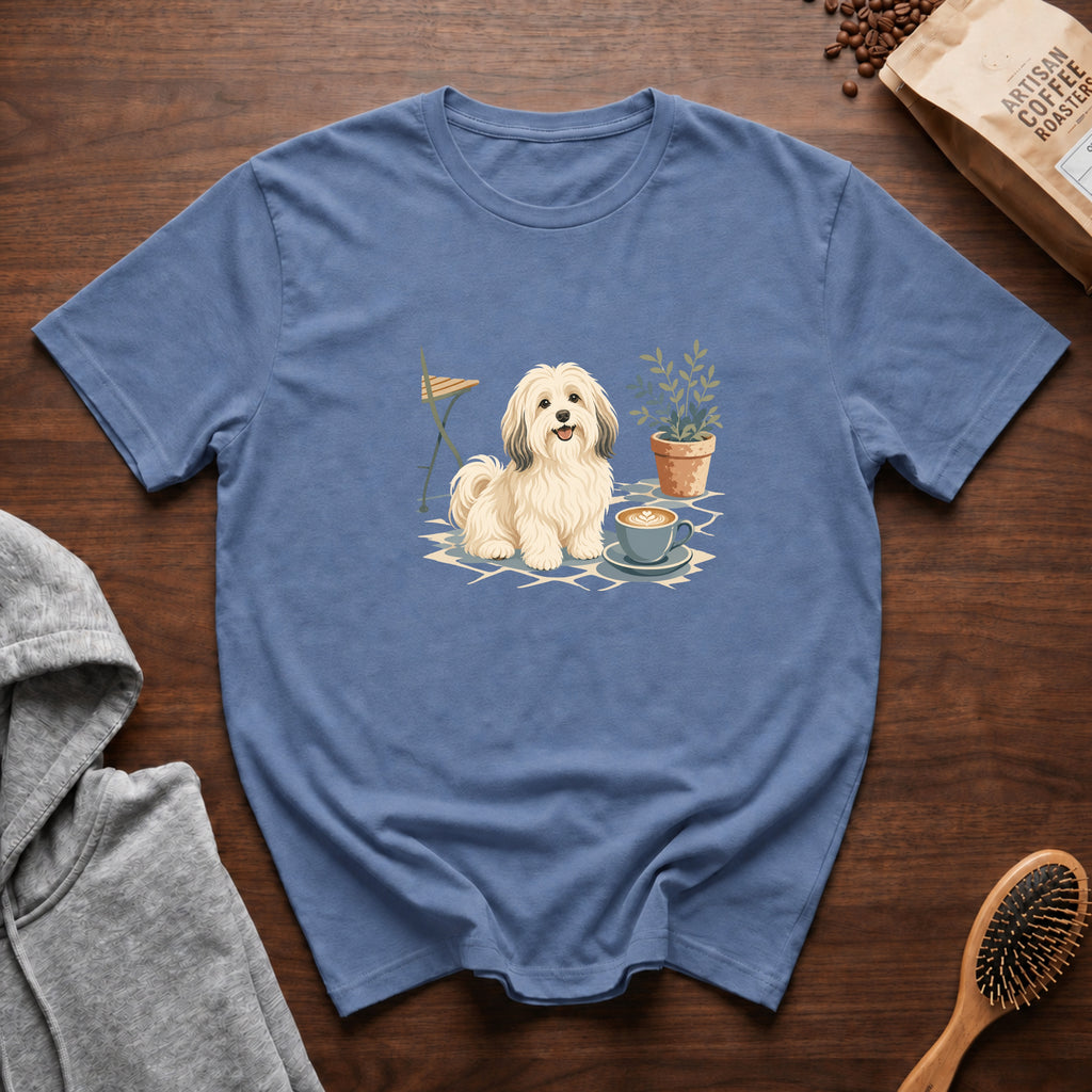 Havanese Patio Latte T-Shirt — Blue Jean