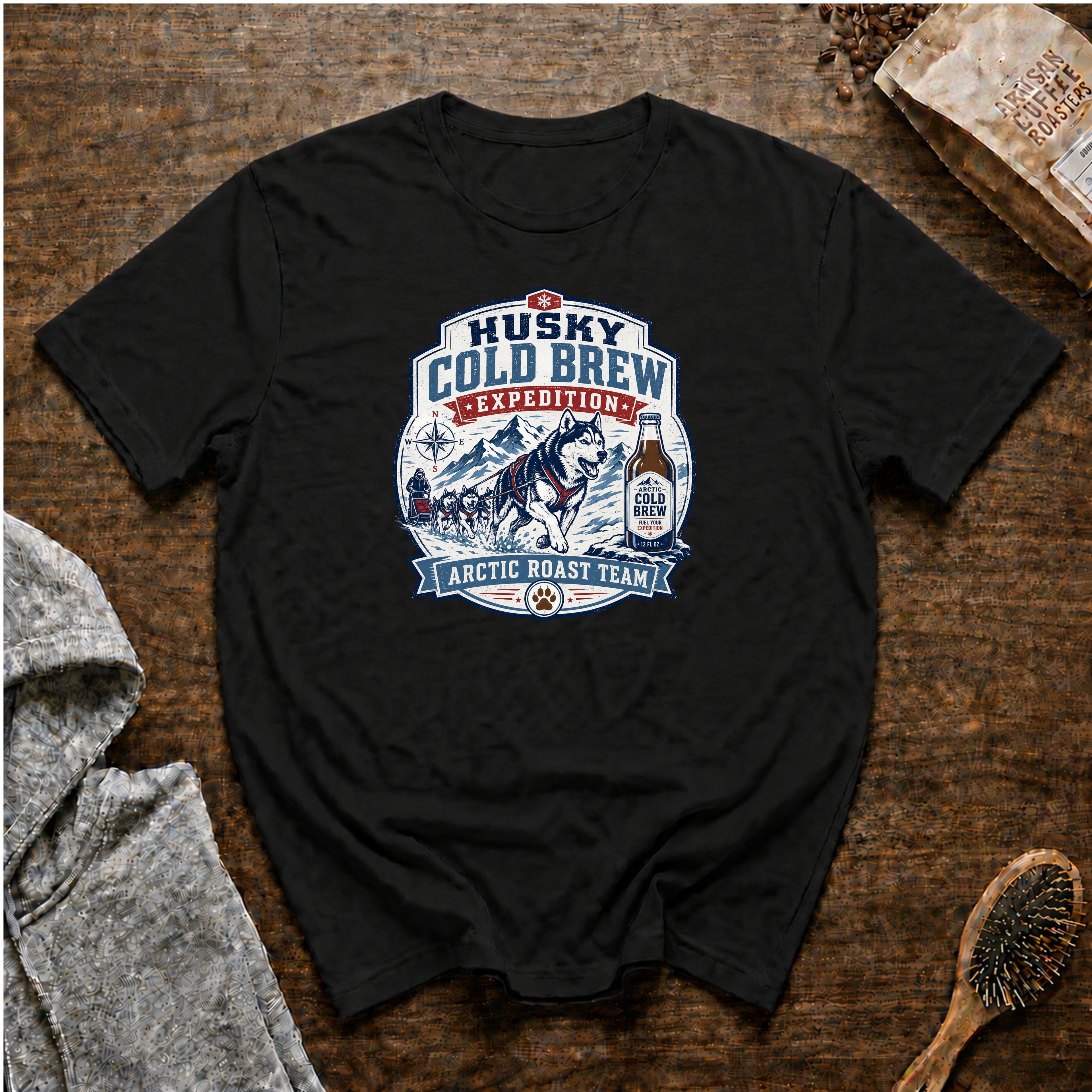 Husky Cold Brew ExpeditionT-Shirt — Black